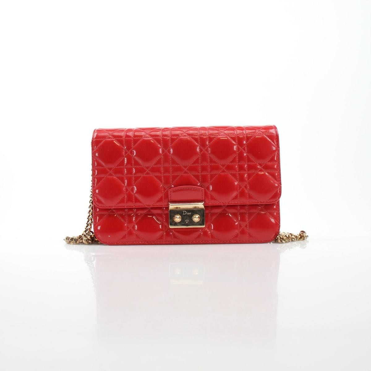 Christian Dior Miss Dior promenade chain handbag with gold-tone chain and elegant design, featuring a floral motif.