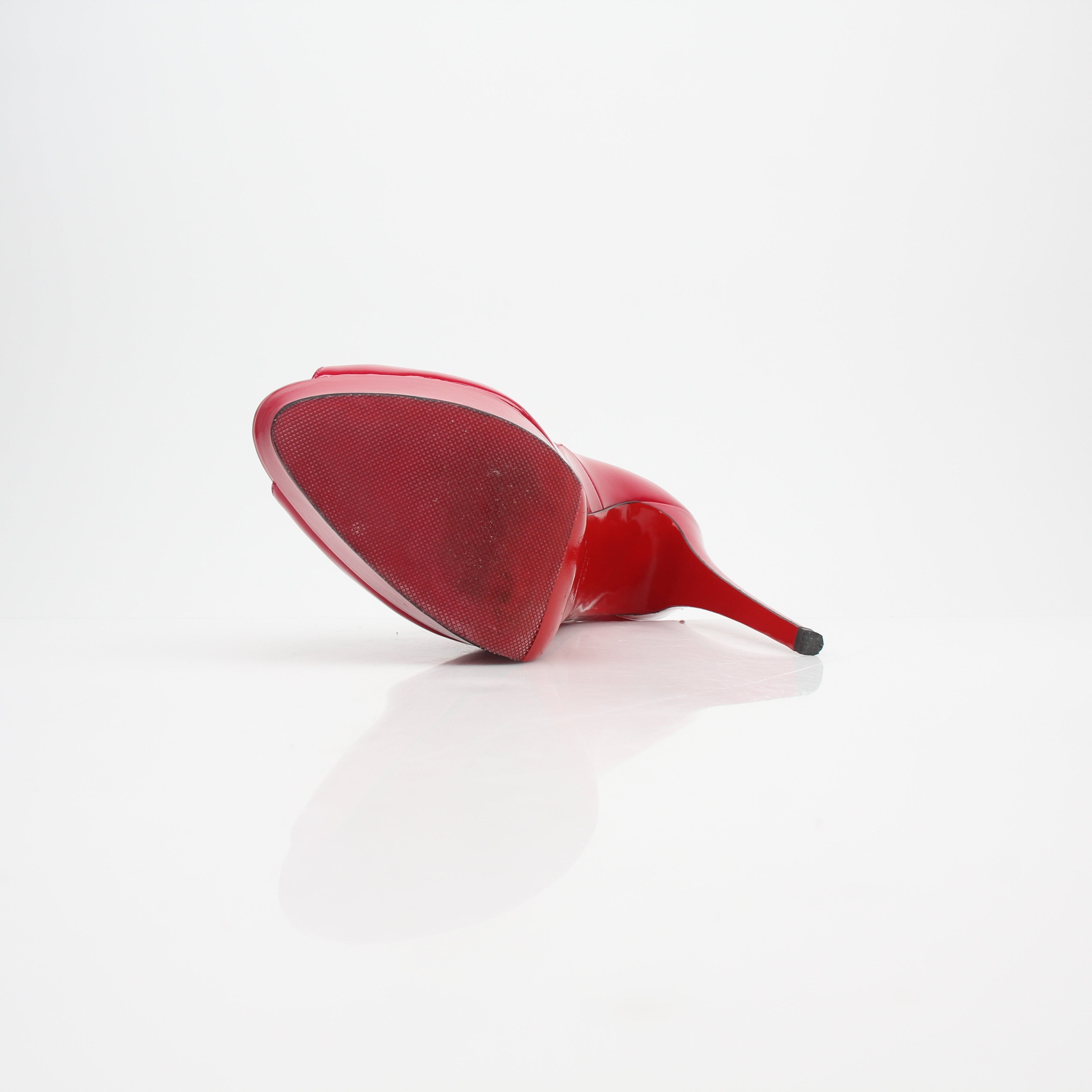 Christian Louboutin Lady Peep Red Patent Leather Platform Heels