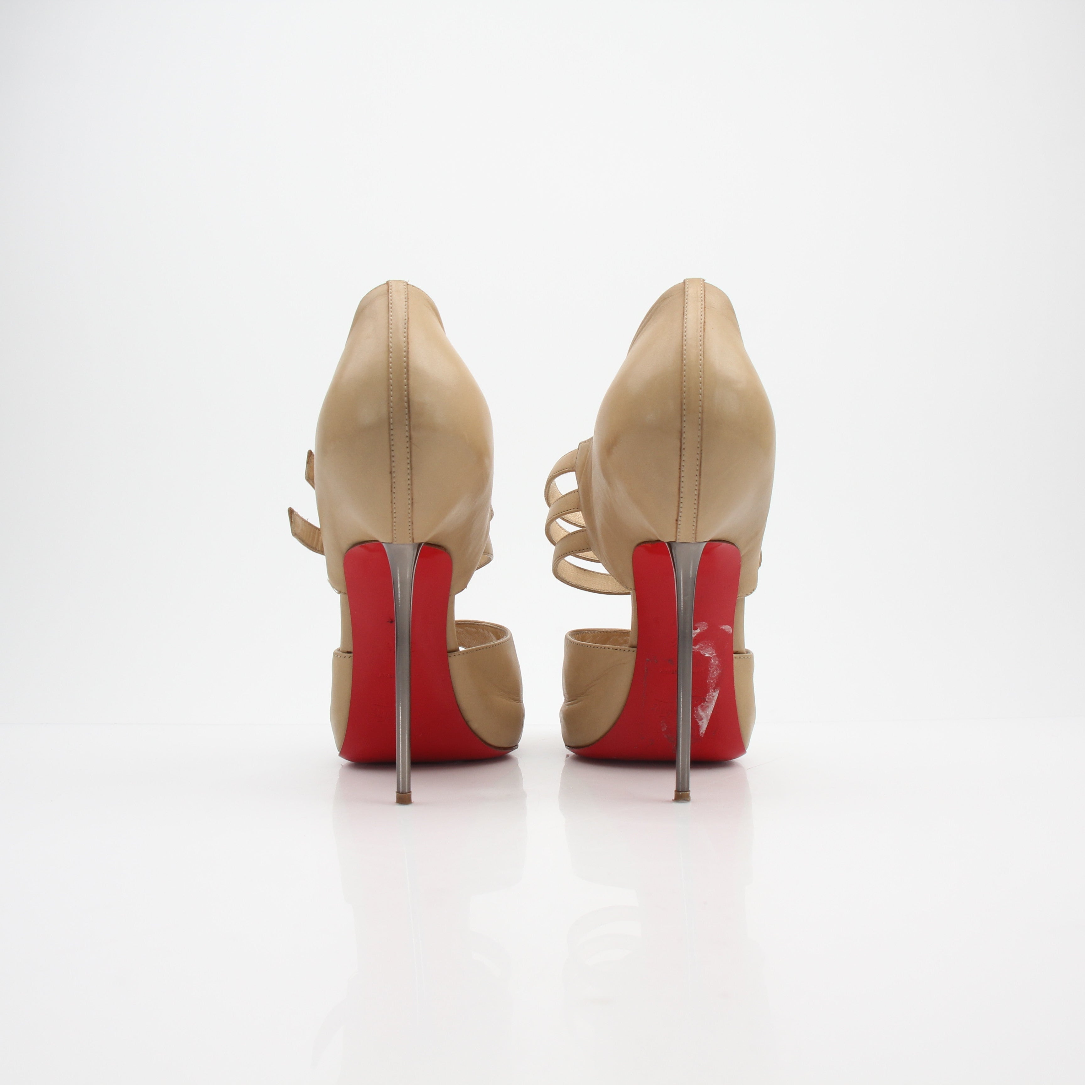 Christian Louboutin Fibbia Peep Toe Leather Heels