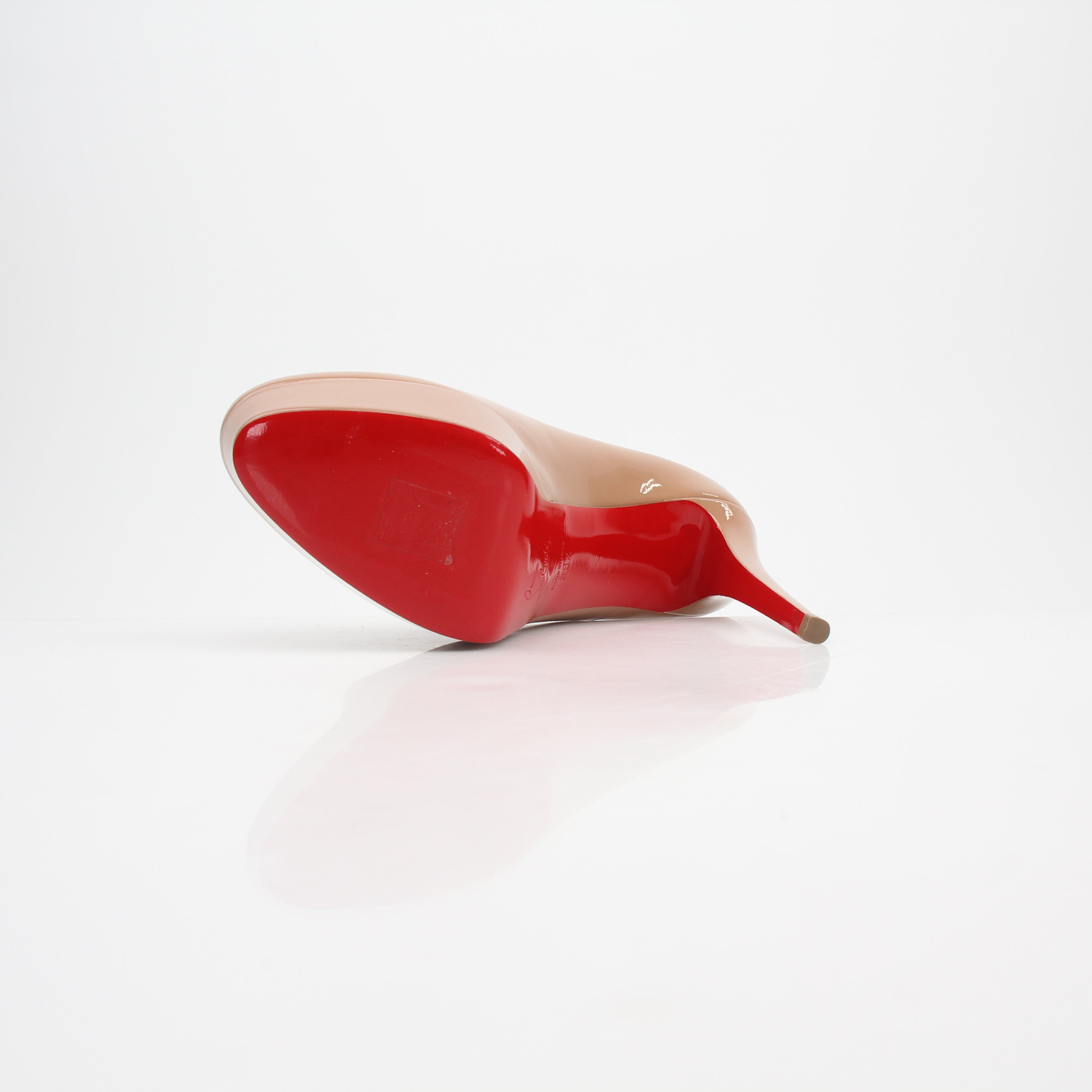 Christian Louboutin Bianca Nude Patent Leather Platform Heels