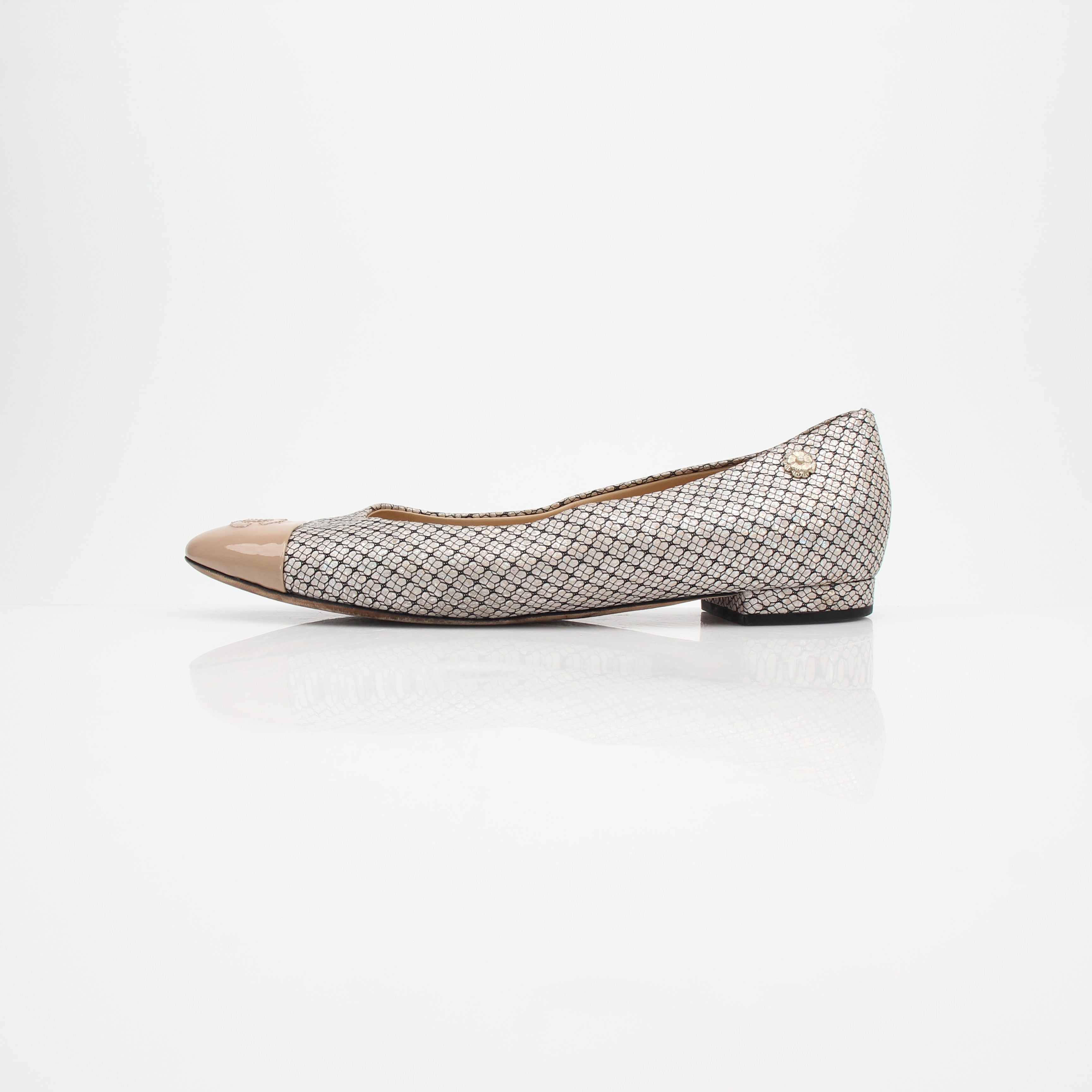 Chanel Cap Toe Mesh Ballet Flats
