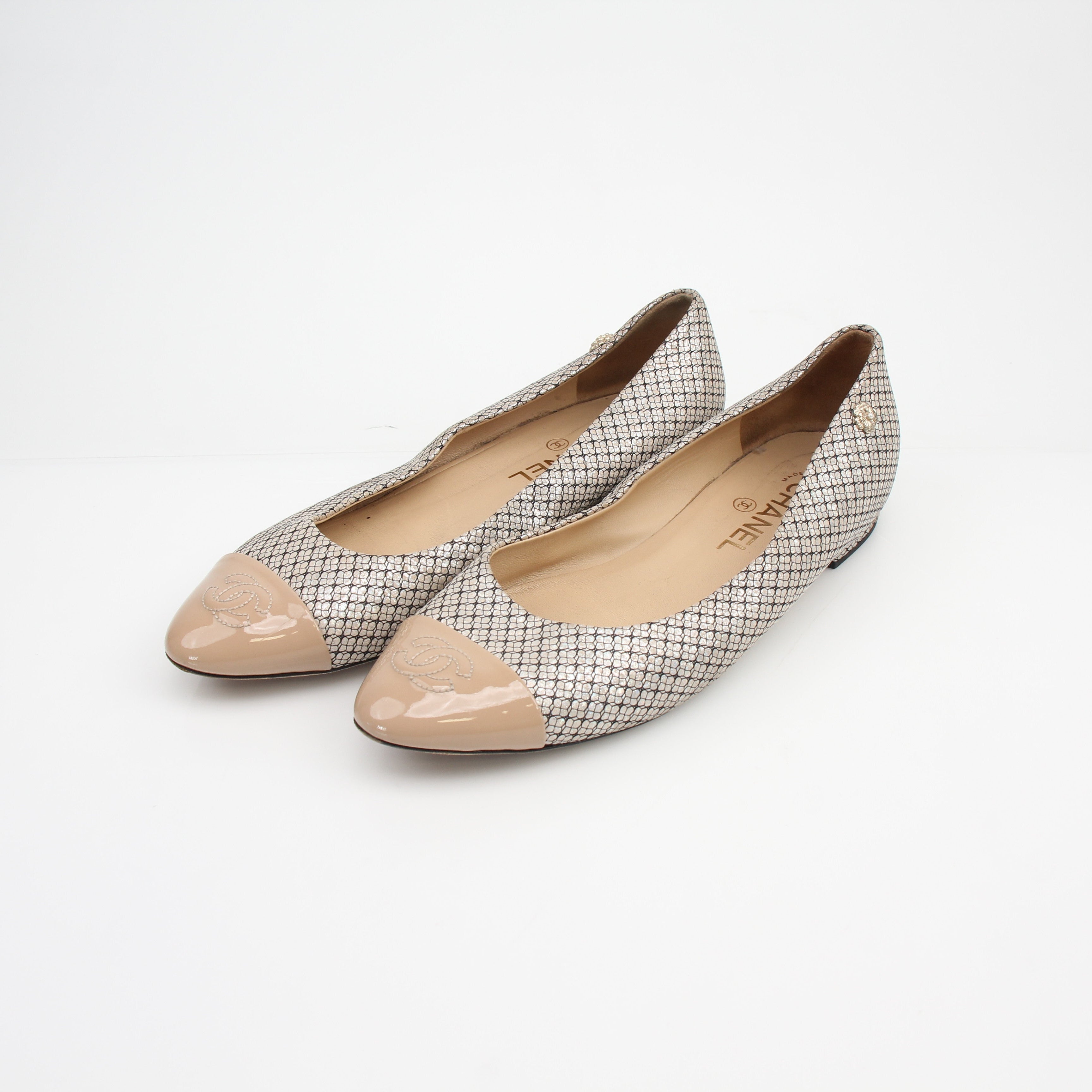 Chanel Cap Toe Mesh Ballet Flats