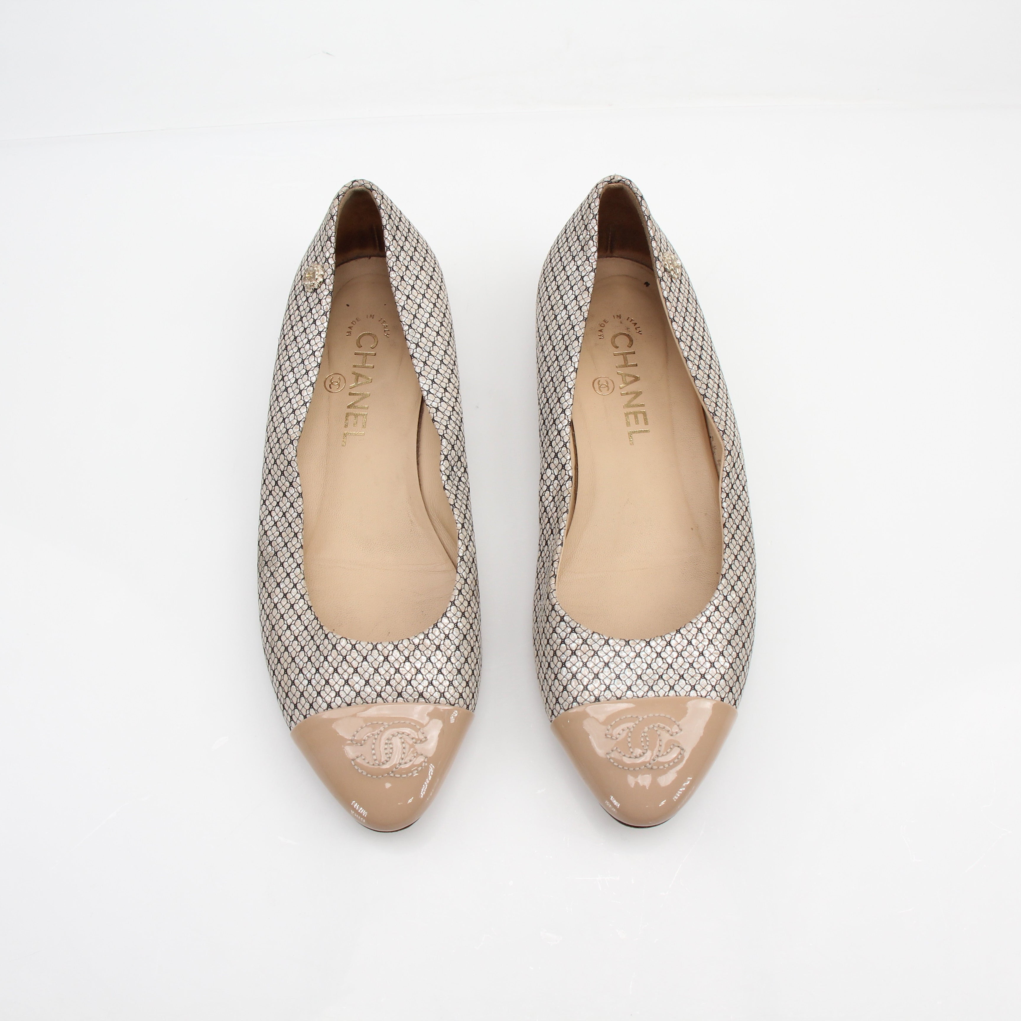 Chanel Cap Toe Mesh Ballet Flats