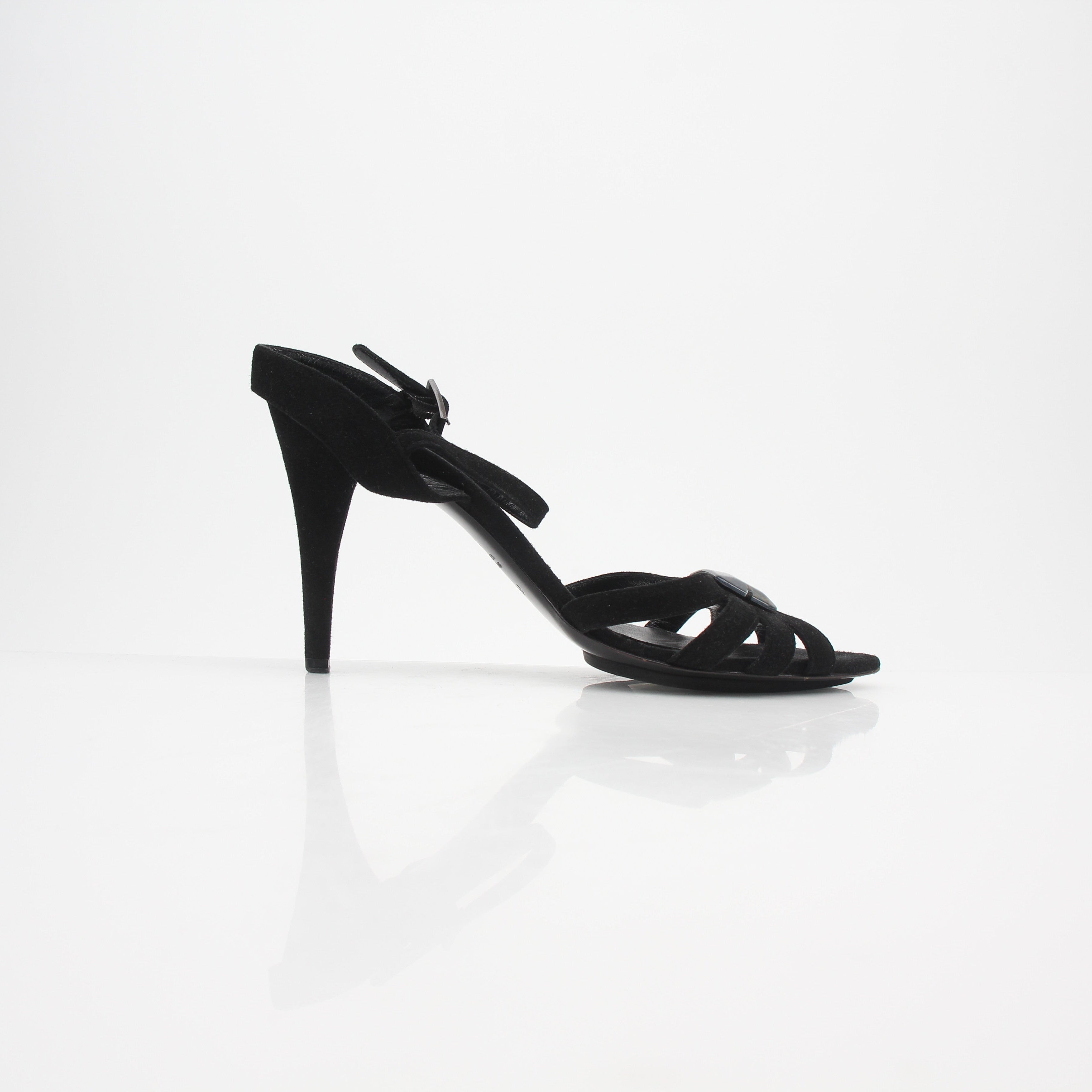 Fendi Strappy Crystal Suede Sandals