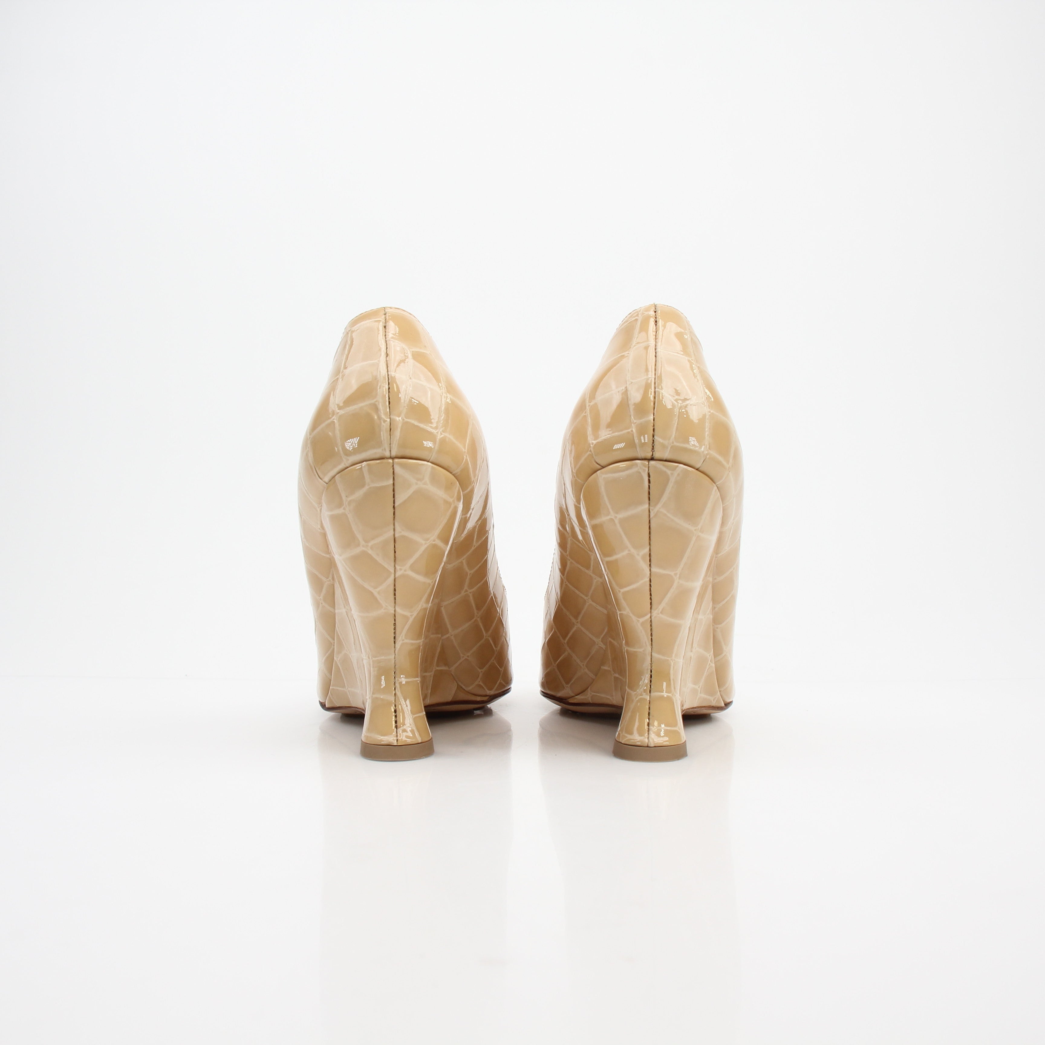 Bottega Veneta Alligator Peep Toe Heels