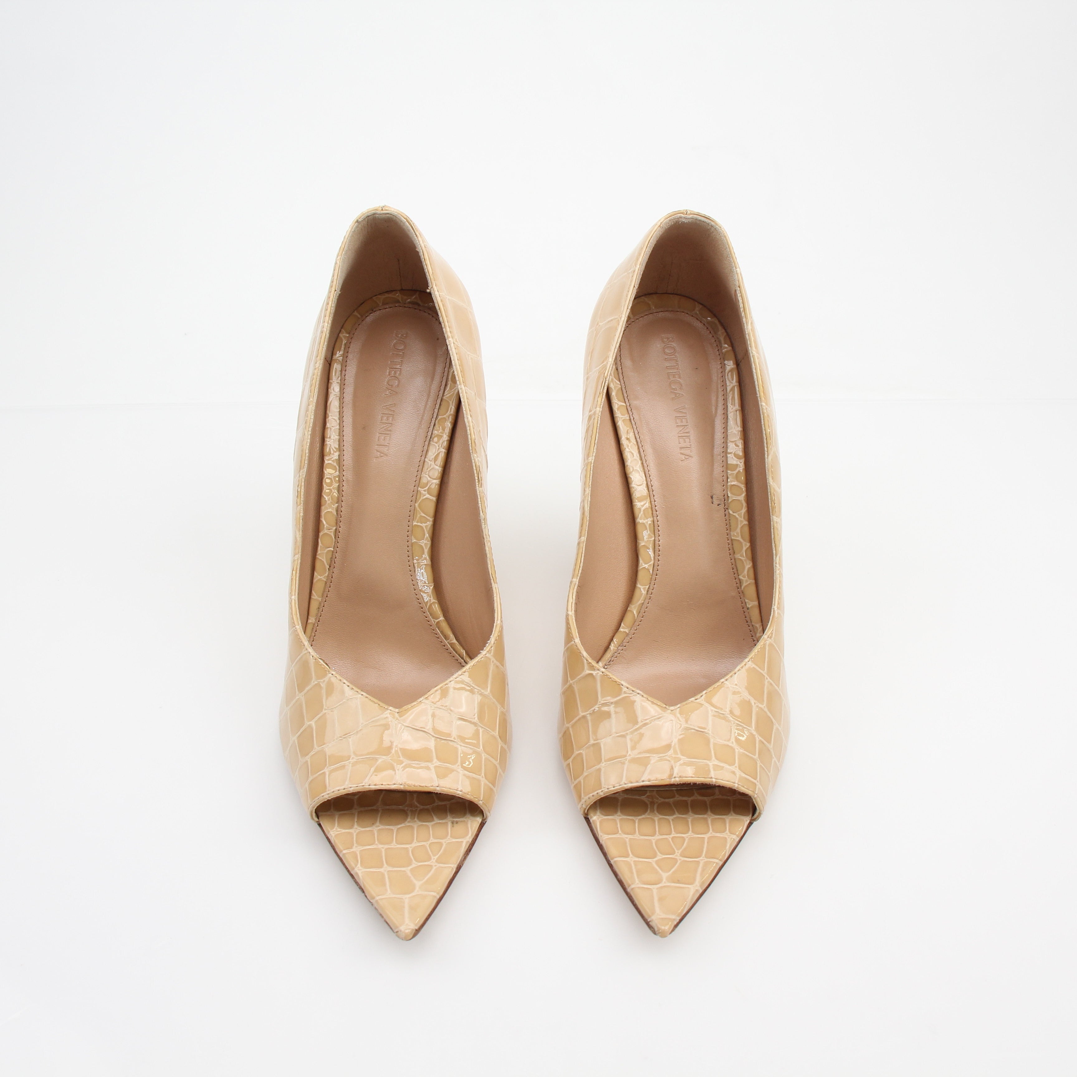 Bottega Veneta Alligator Peep Toe Heels