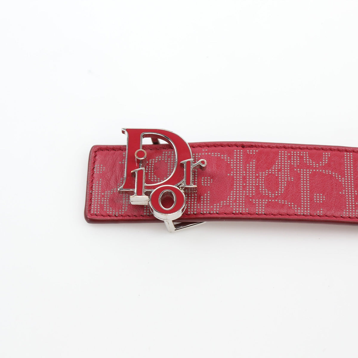 Christian Dior World Tour Oblique Galaxy reversible belt in red calfskin leather, featuring Dior logo details and gold-tone hardware.