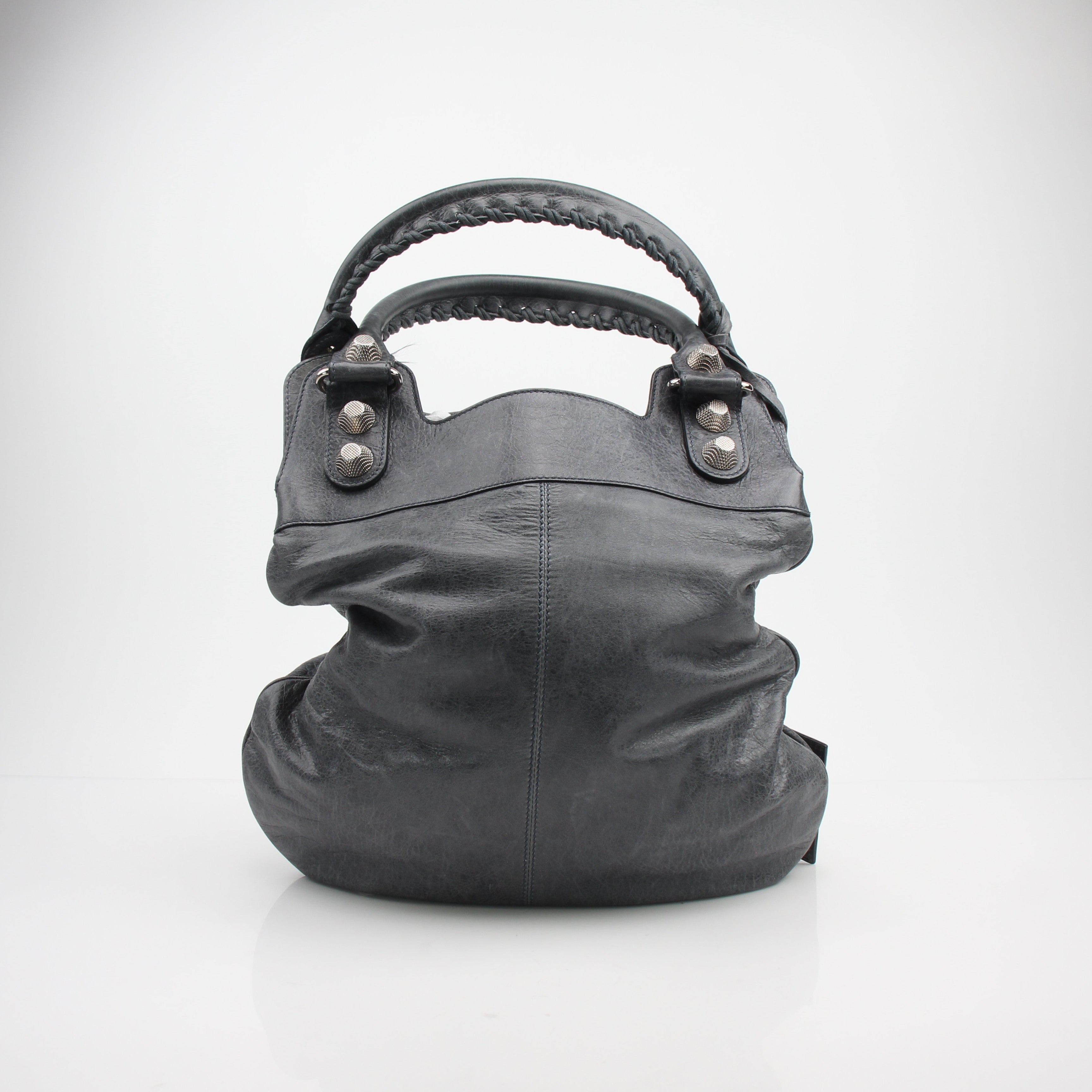 Balenciaga Giant Hardware Leather Hobo Bag