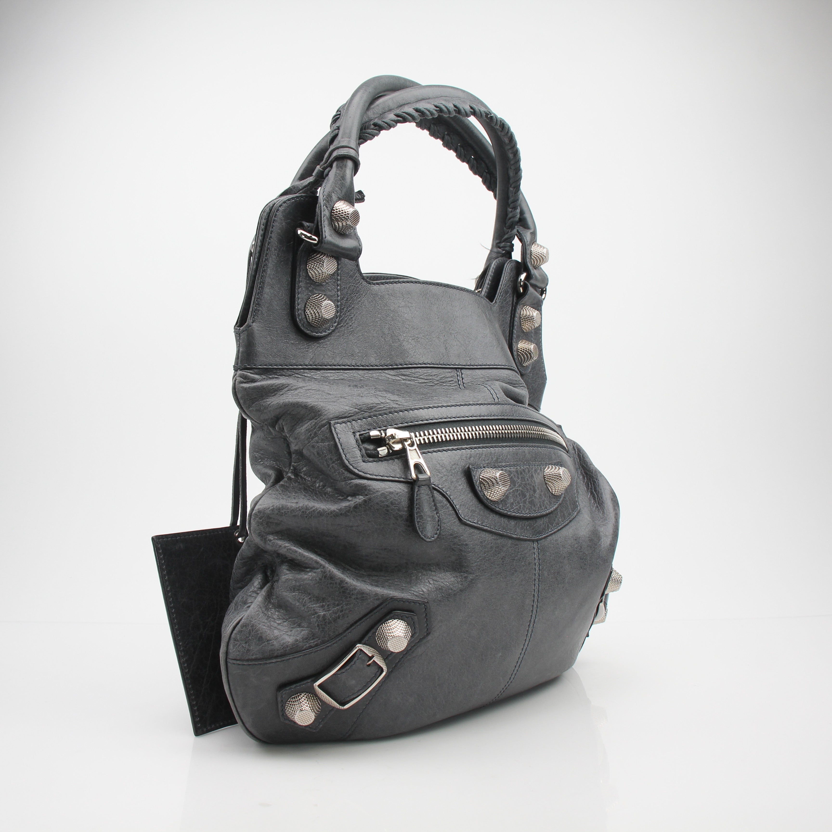 Balenciaga Giant Hardware Leather Hobo Bag