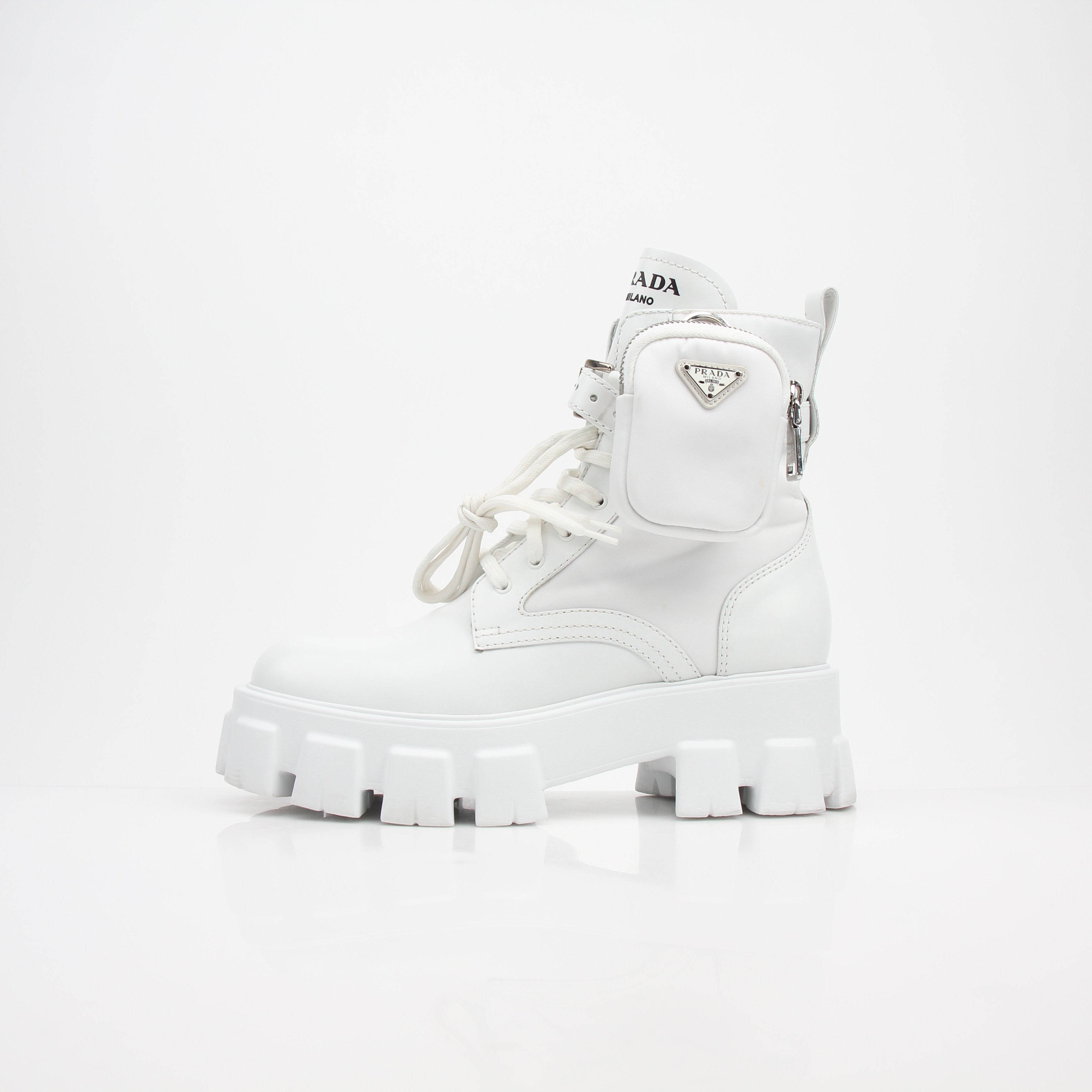 Prada Monolith Leather Combat Boots