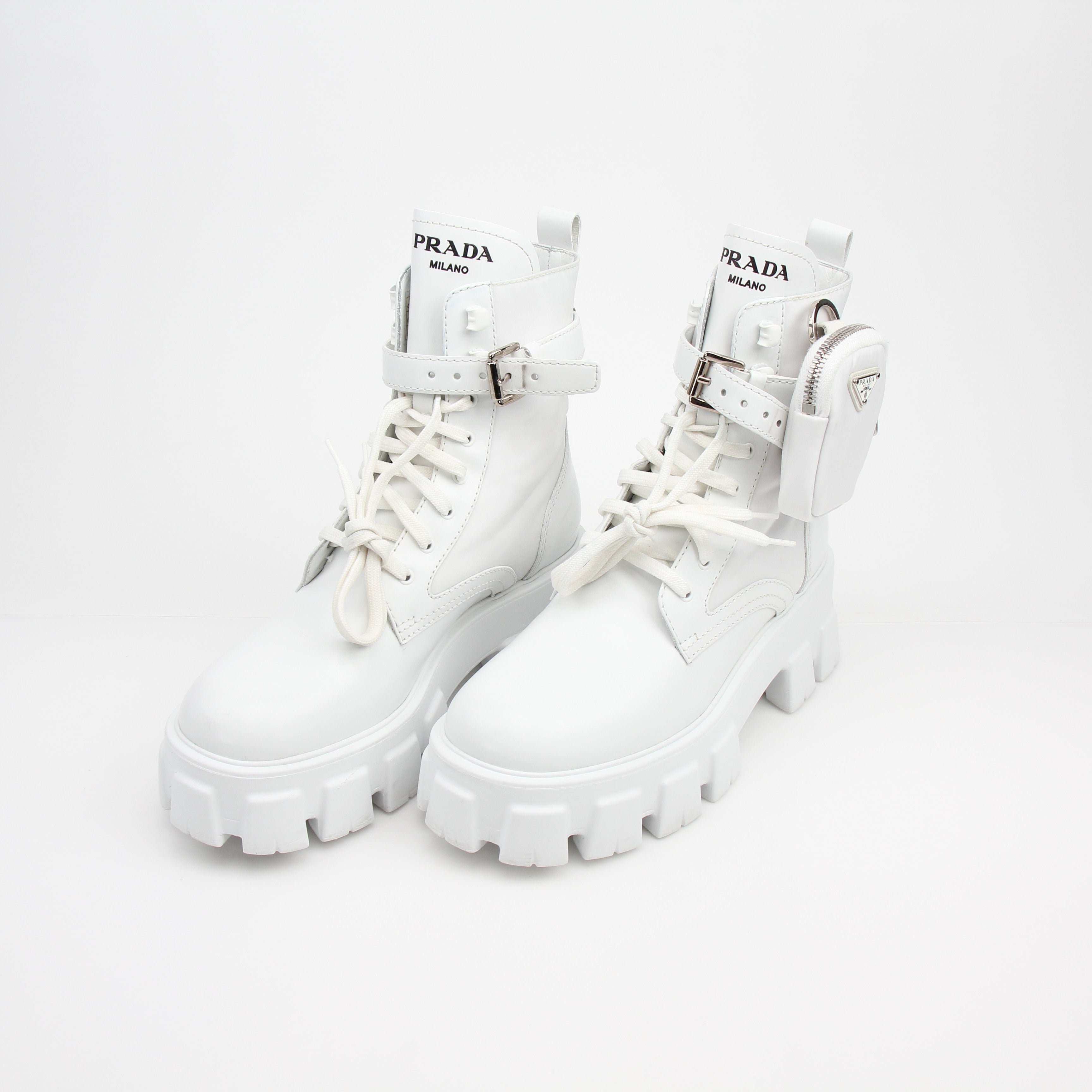 Prada Monolith Leather Combat Boots