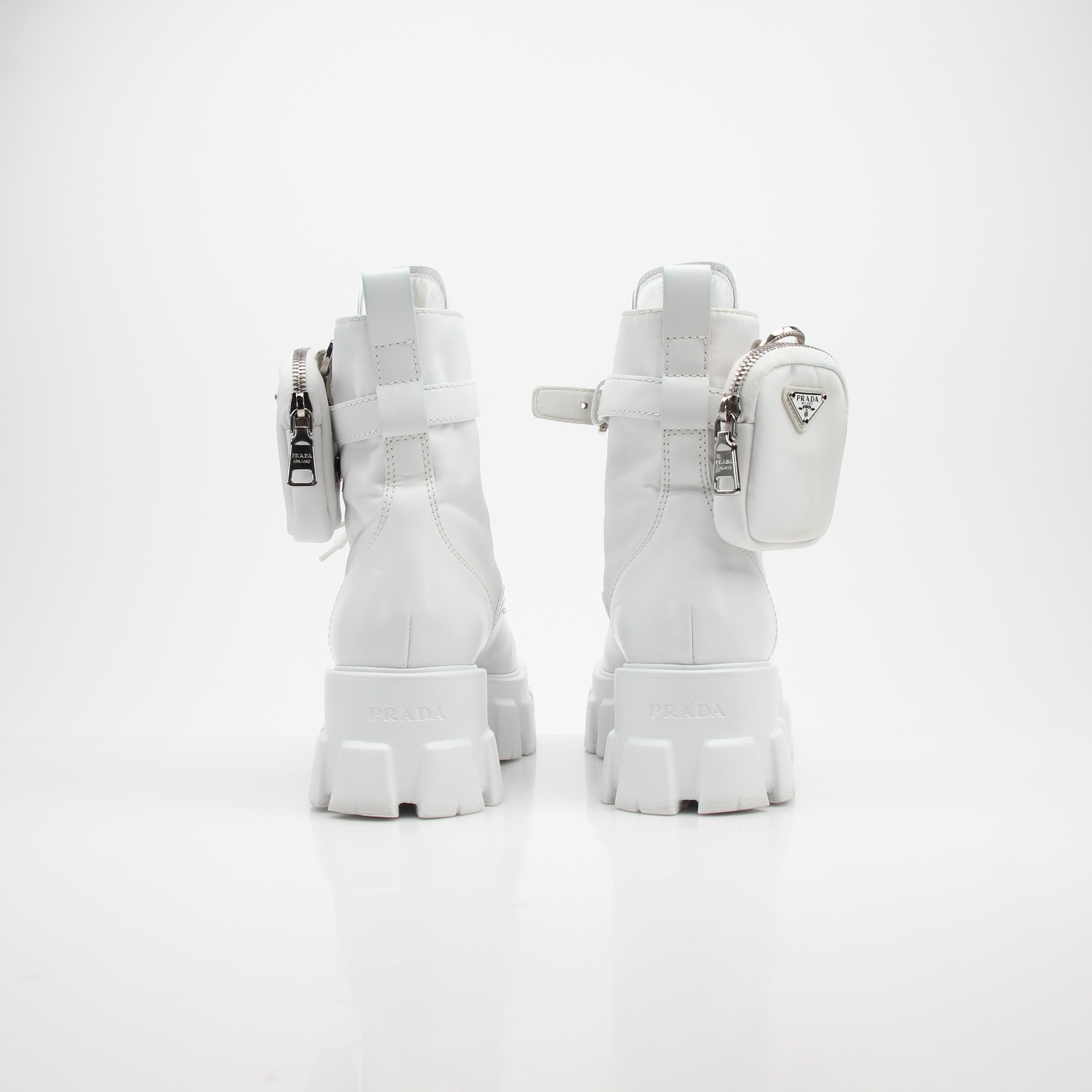 Prada Monolith Leather Combat Boots