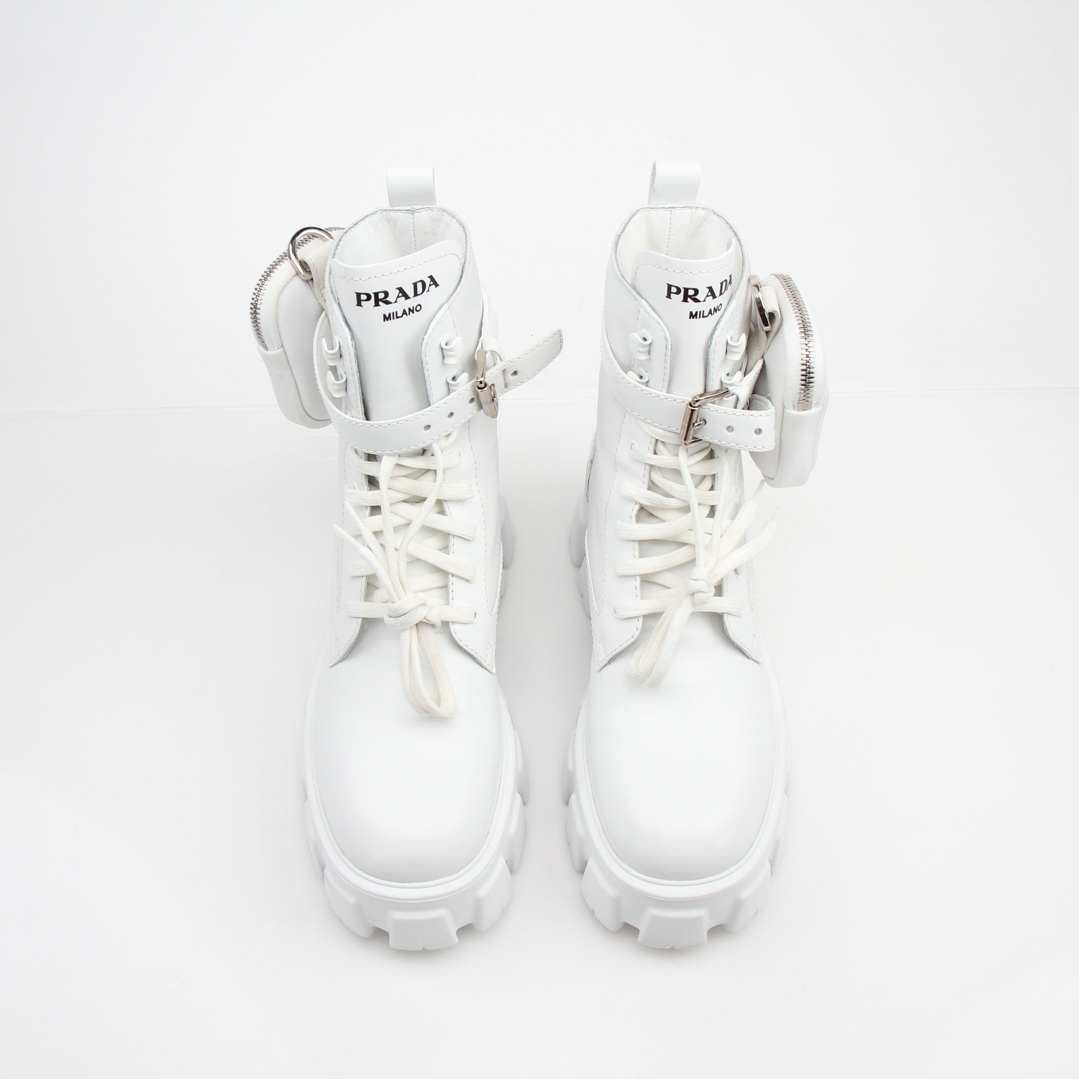 Prada Monolith Leather Combat Boots