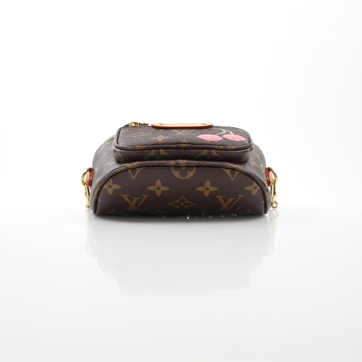 Louis Vuitton x Takashi Murakami Monogram Cerises mini bumbag handbag with vibrant cherry design and gold accents.