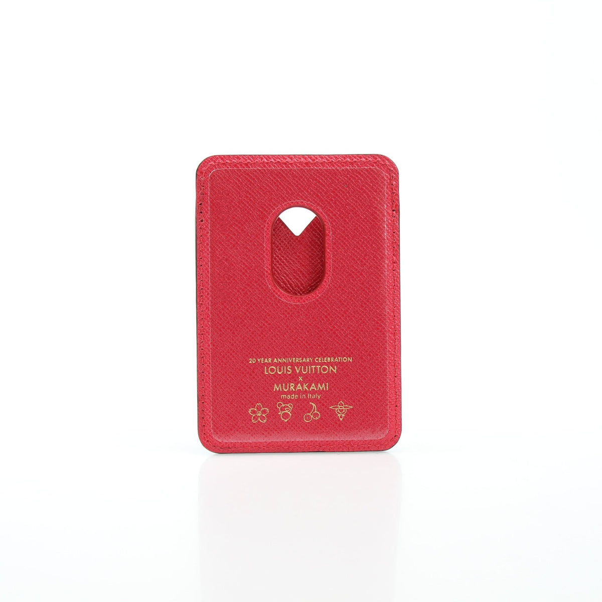 Louis Vuitton x Takashi Murakami Cerises magnet card holder with colorful cherry blossom design and gold accents.