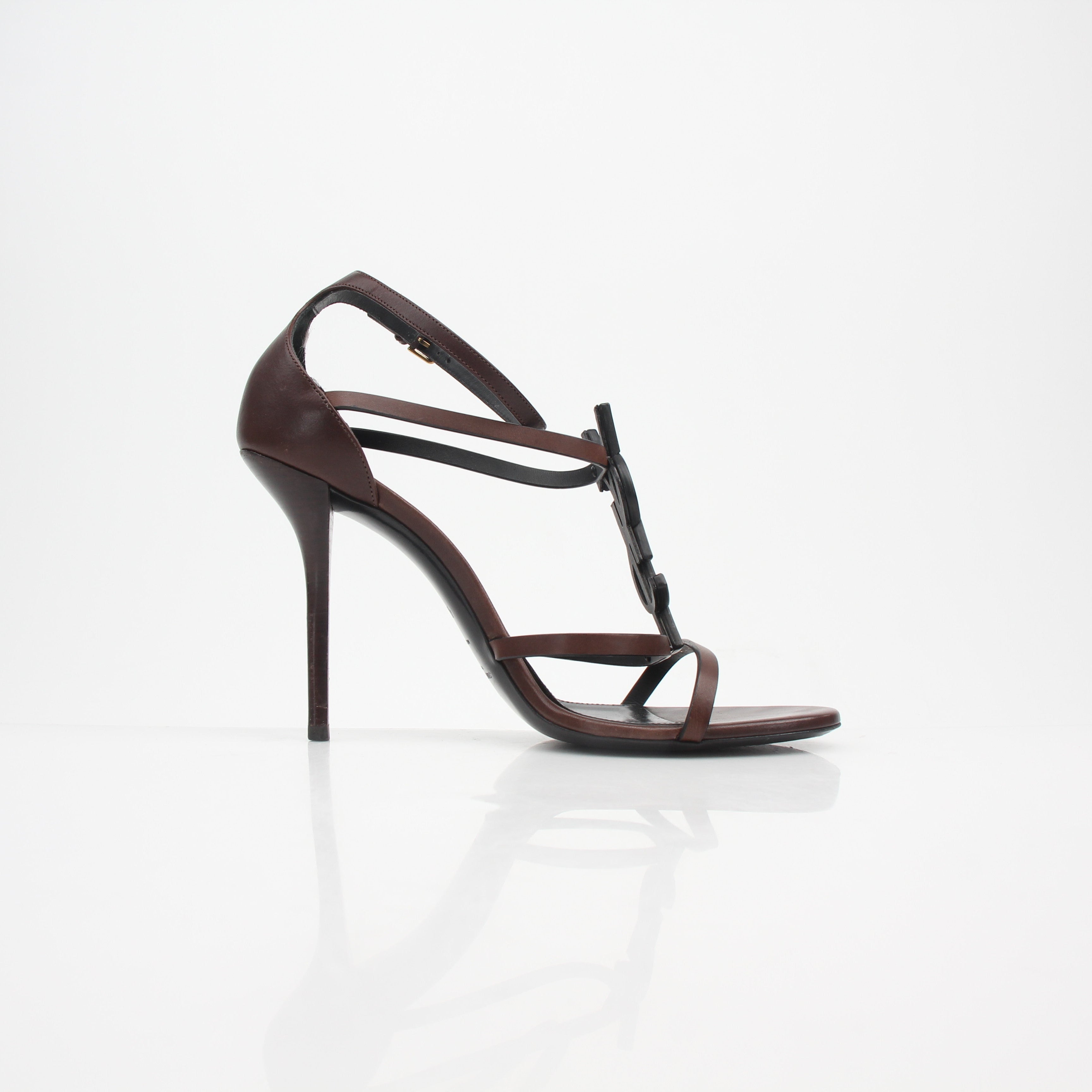 Saint Laurent Cassandre Leather Sandal Heels