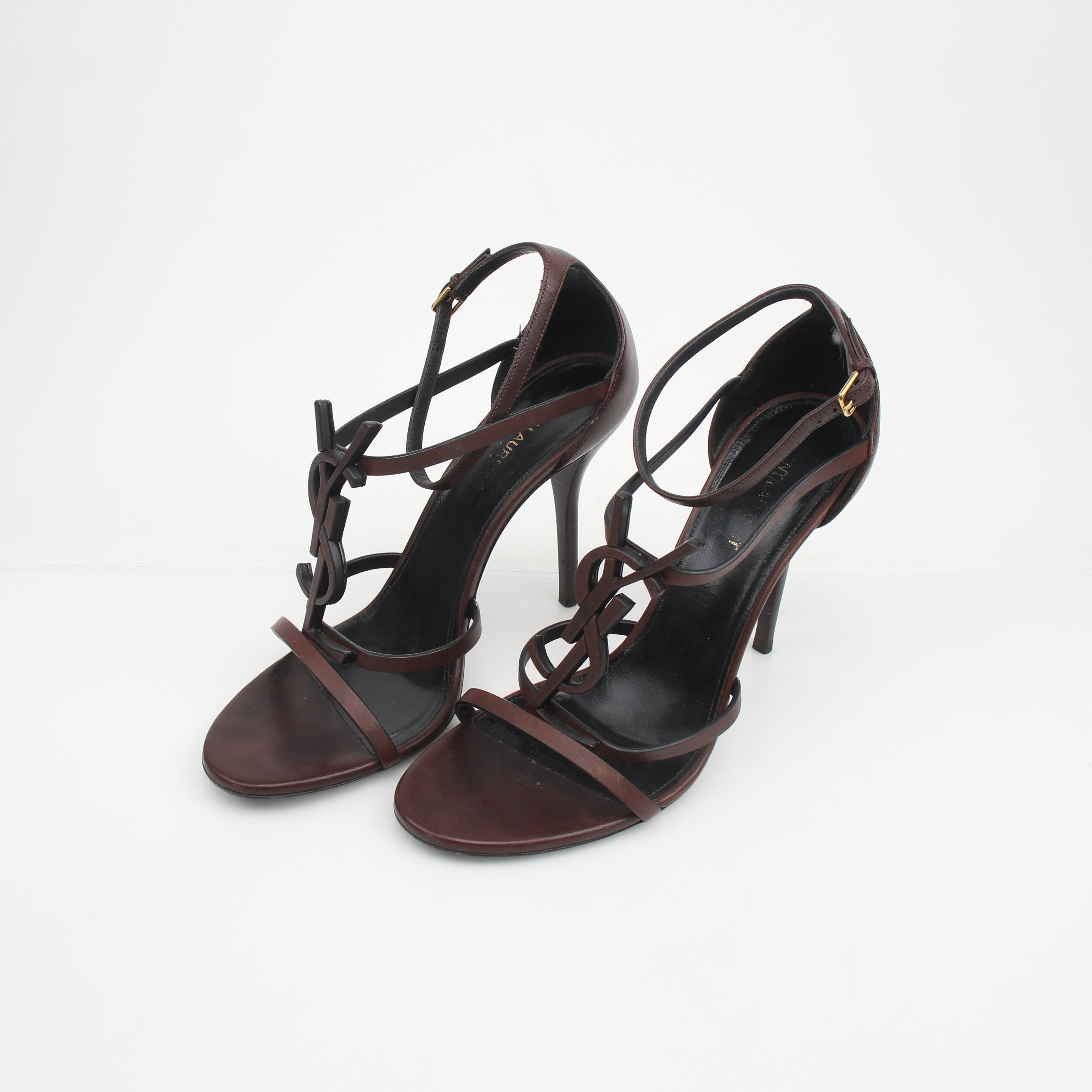 Saint Laurent Cassandre Leather Sandal Heels