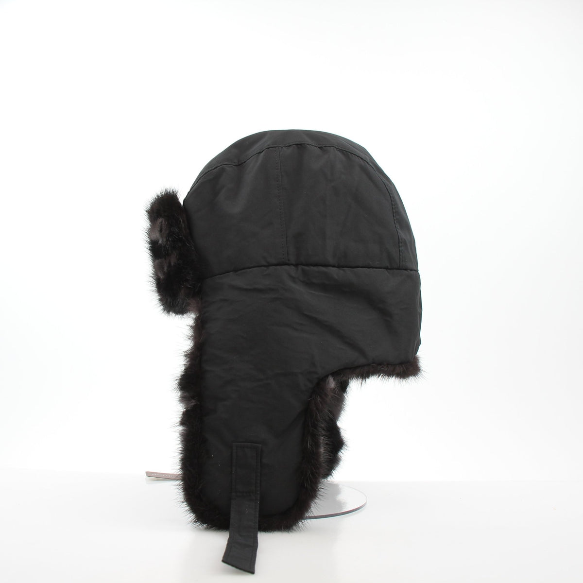 Louis Vuitton Damier checked mink trapper hat in black, luxury accessories with a checkered pattern and plush fur lining.