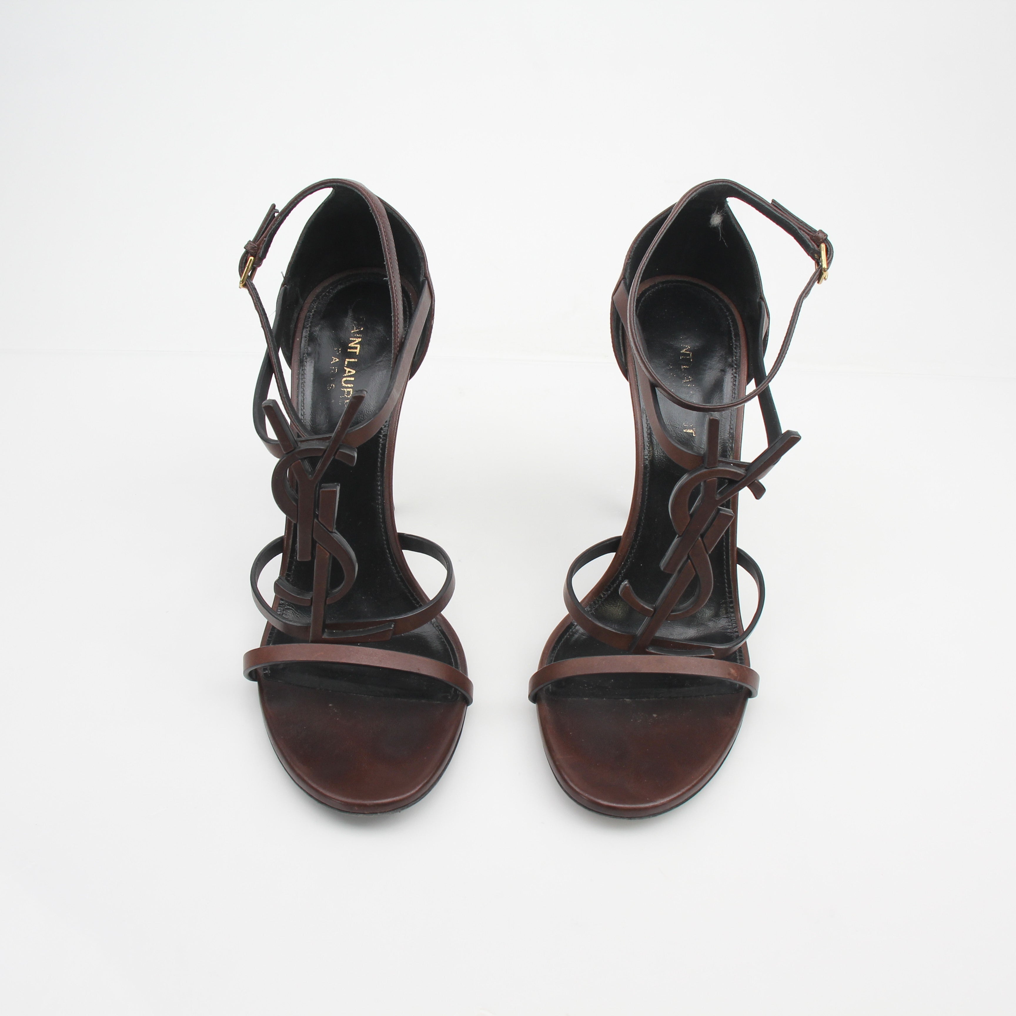 Saint Laurent Cassandre Leather Sandal Heels