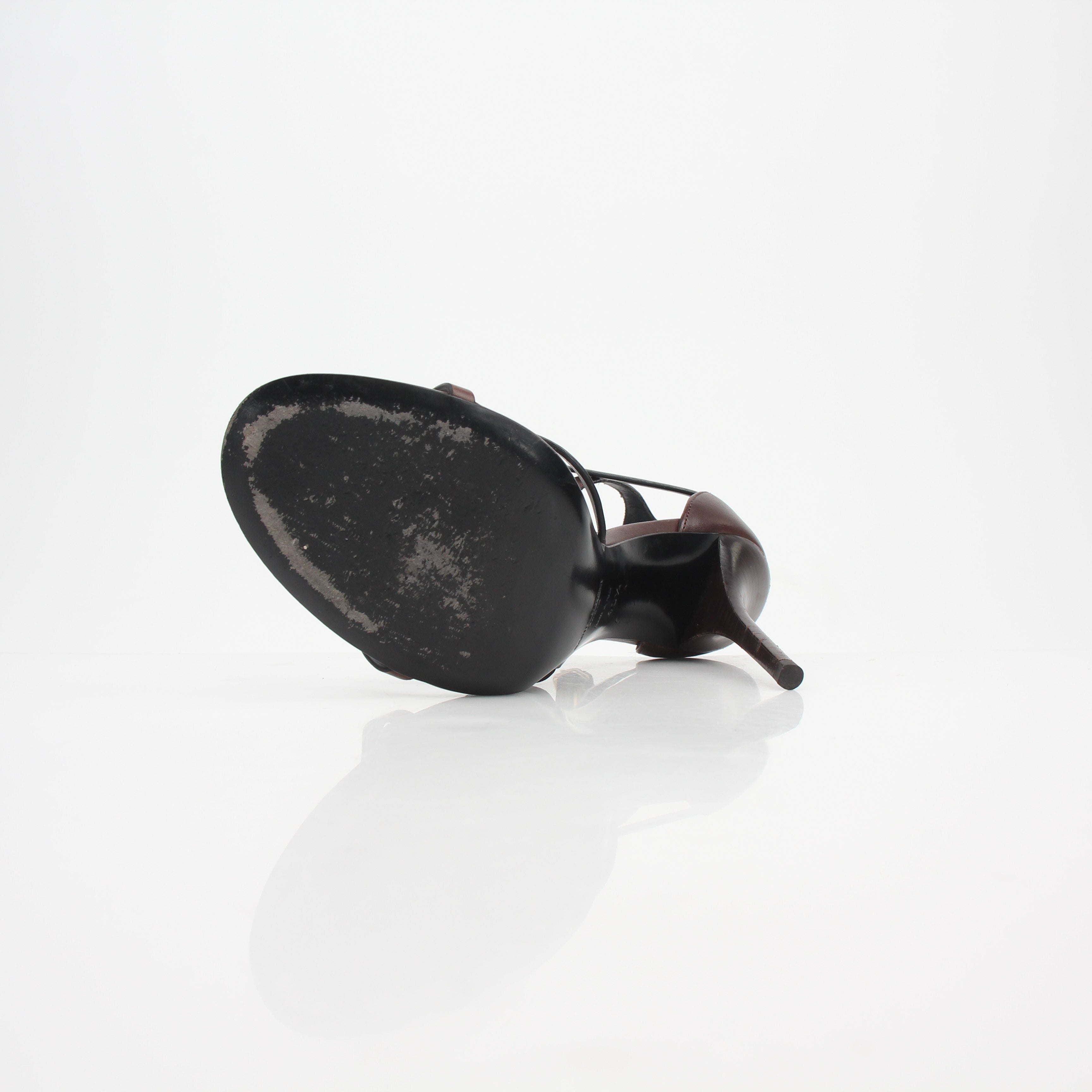 Saint Laurent Cassandre Leather Sandal Heels