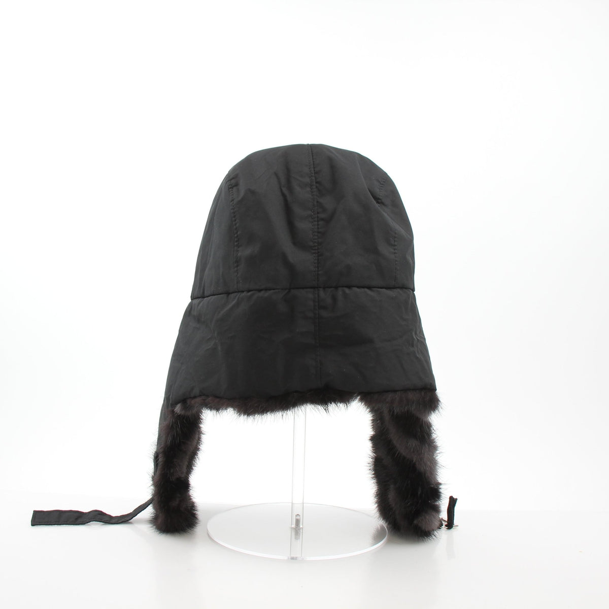 Louis Vuitton Damier checked mink trapper hat in black, stylish accessories with a luxurious fur lining.