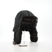 Louis Vuitton Damier checked mink trapper hat in black, stylish accessories with a patterned design and plush fur lining.