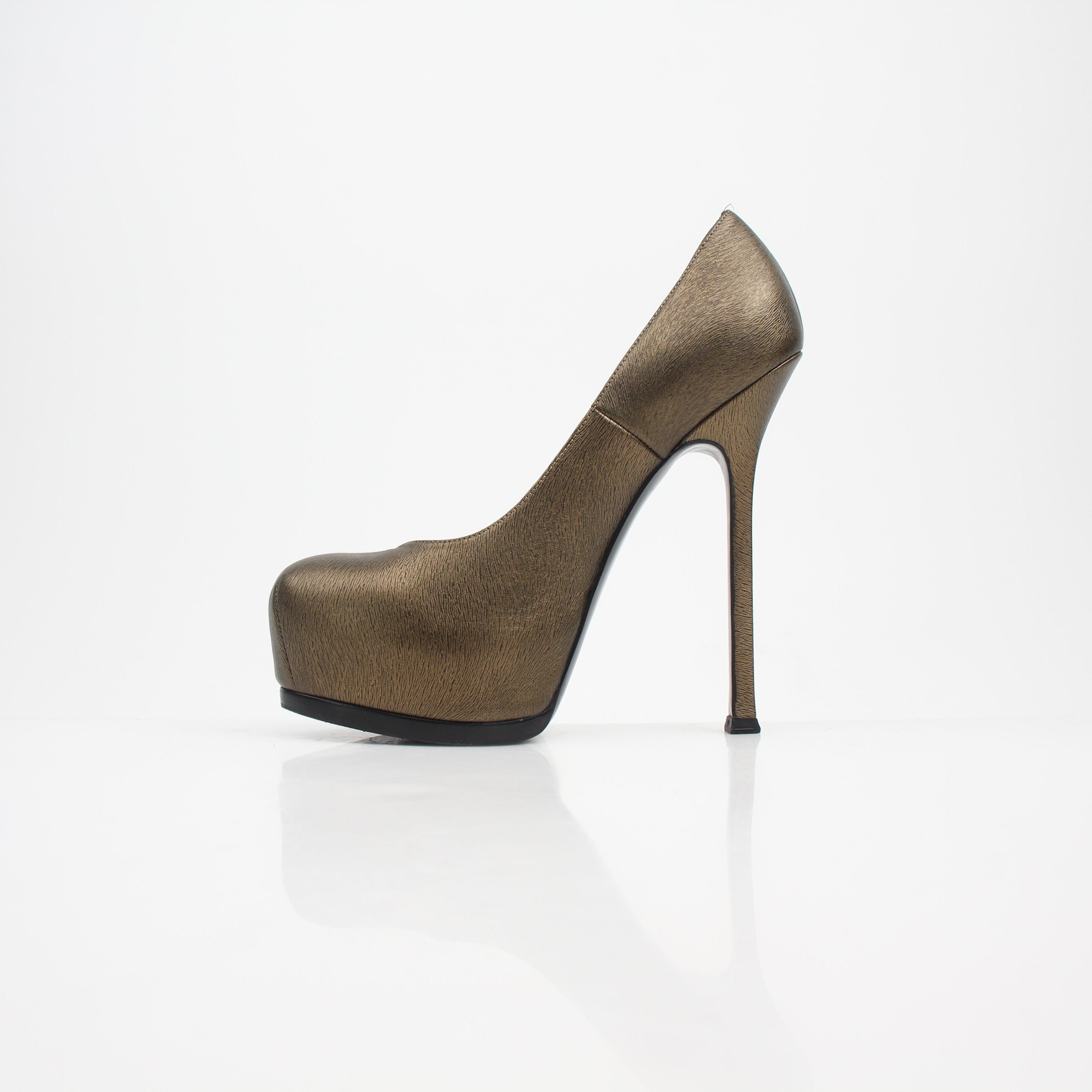 Saint Laurent Tribtoo Metallic Leather Platform Heels