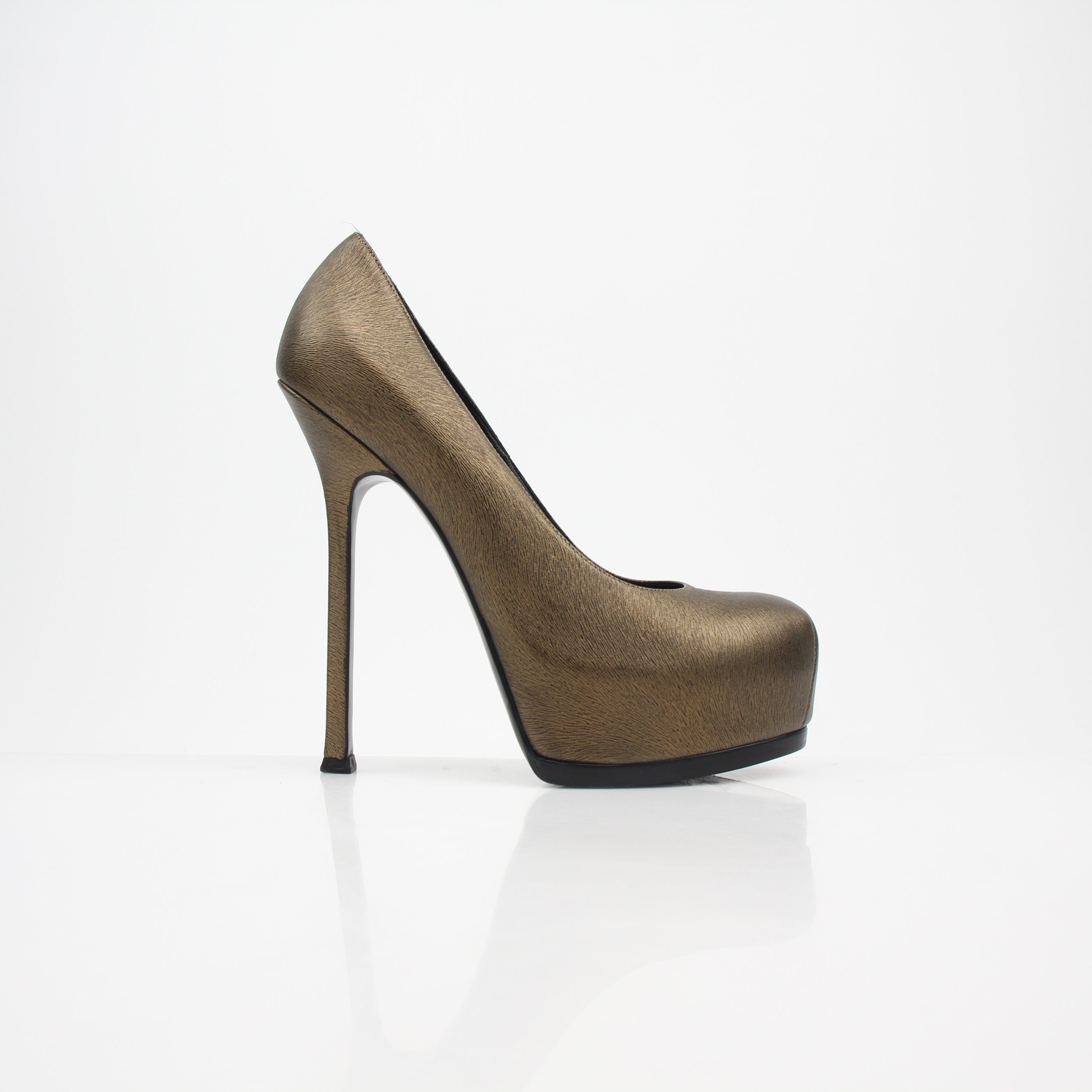 Saint Laurent Tribtoo Metallic Leather Platform Heels