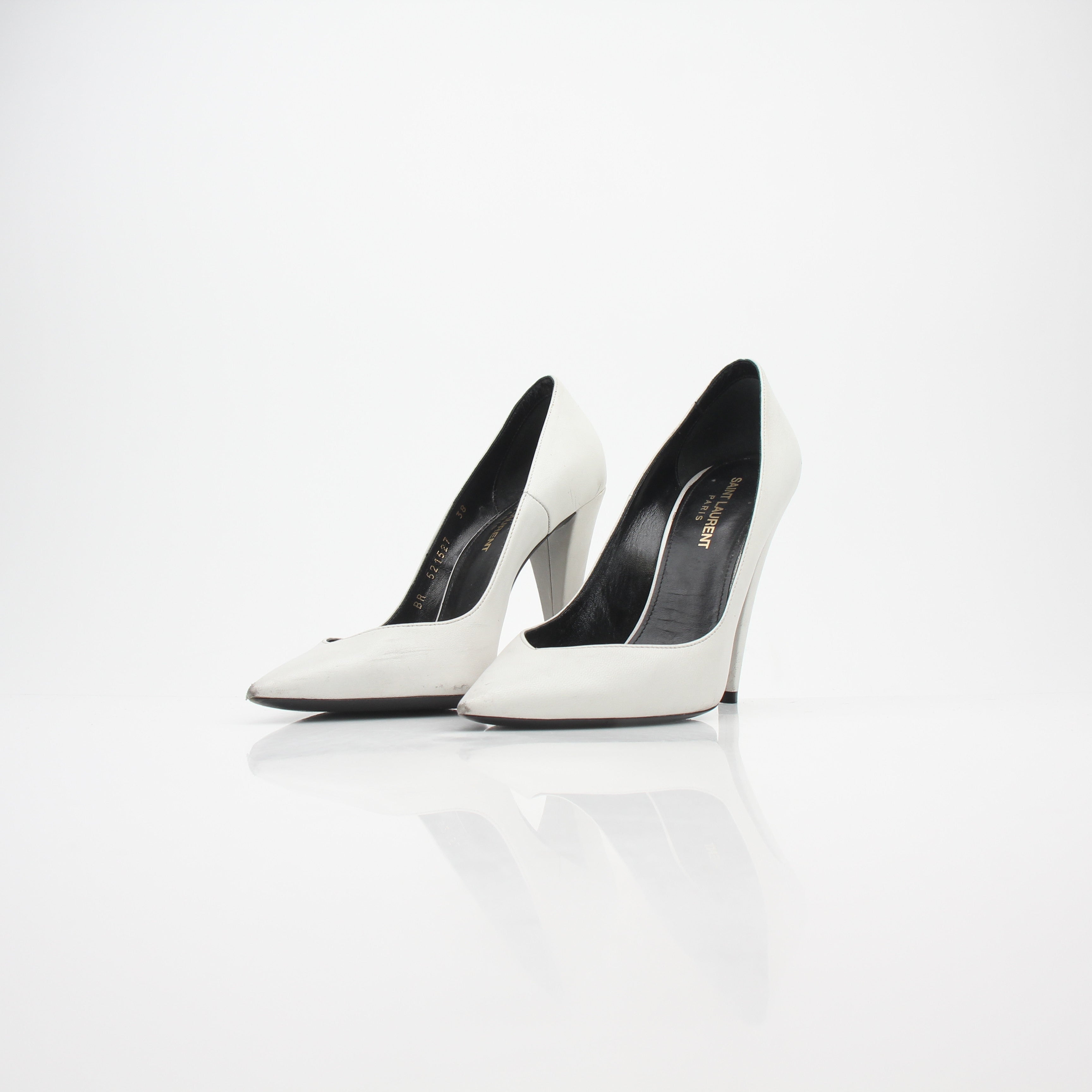Saint Laurent Zoe Pointed Toe Leather Heels