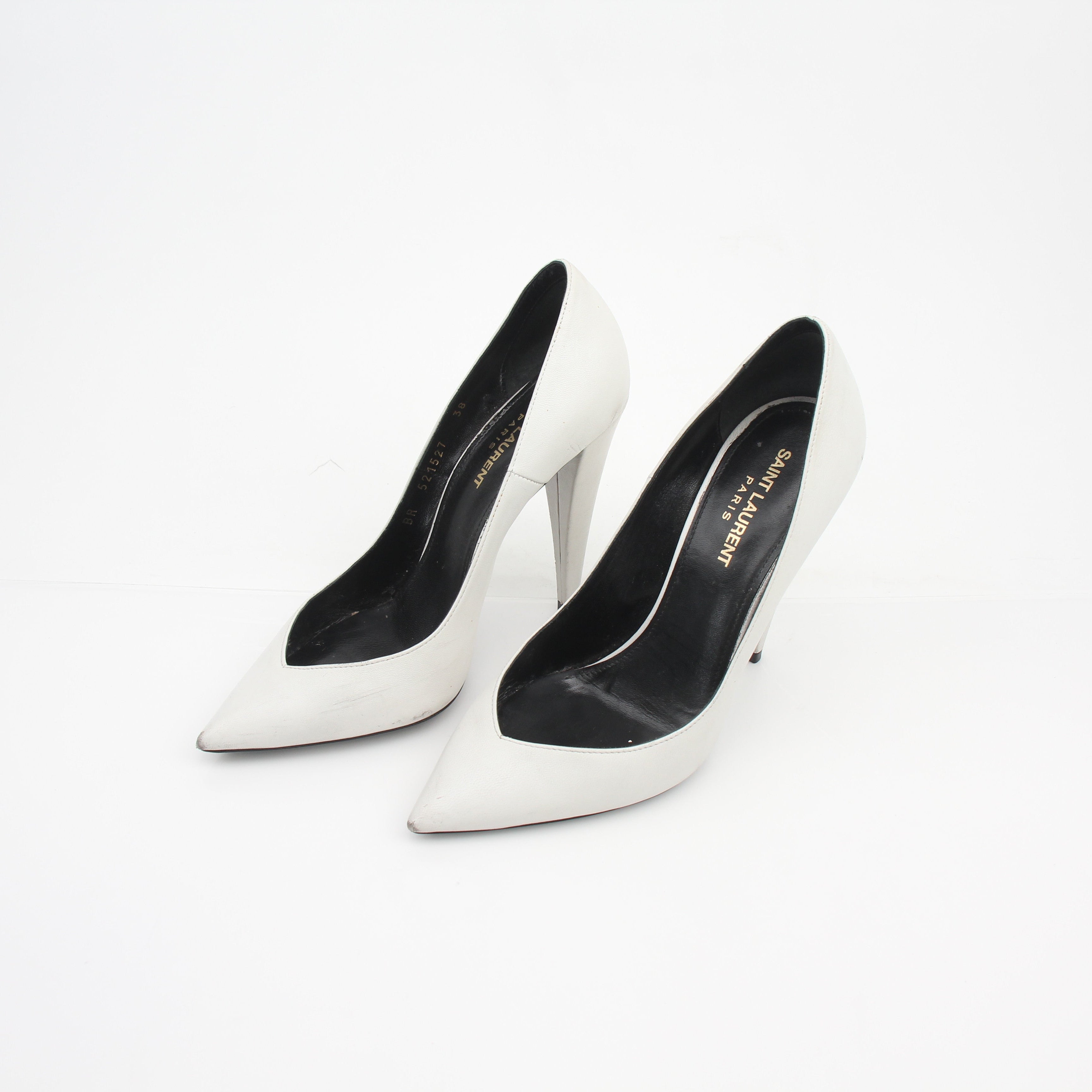 Saint Laurent Zoe Pointed Toe Leather Heels