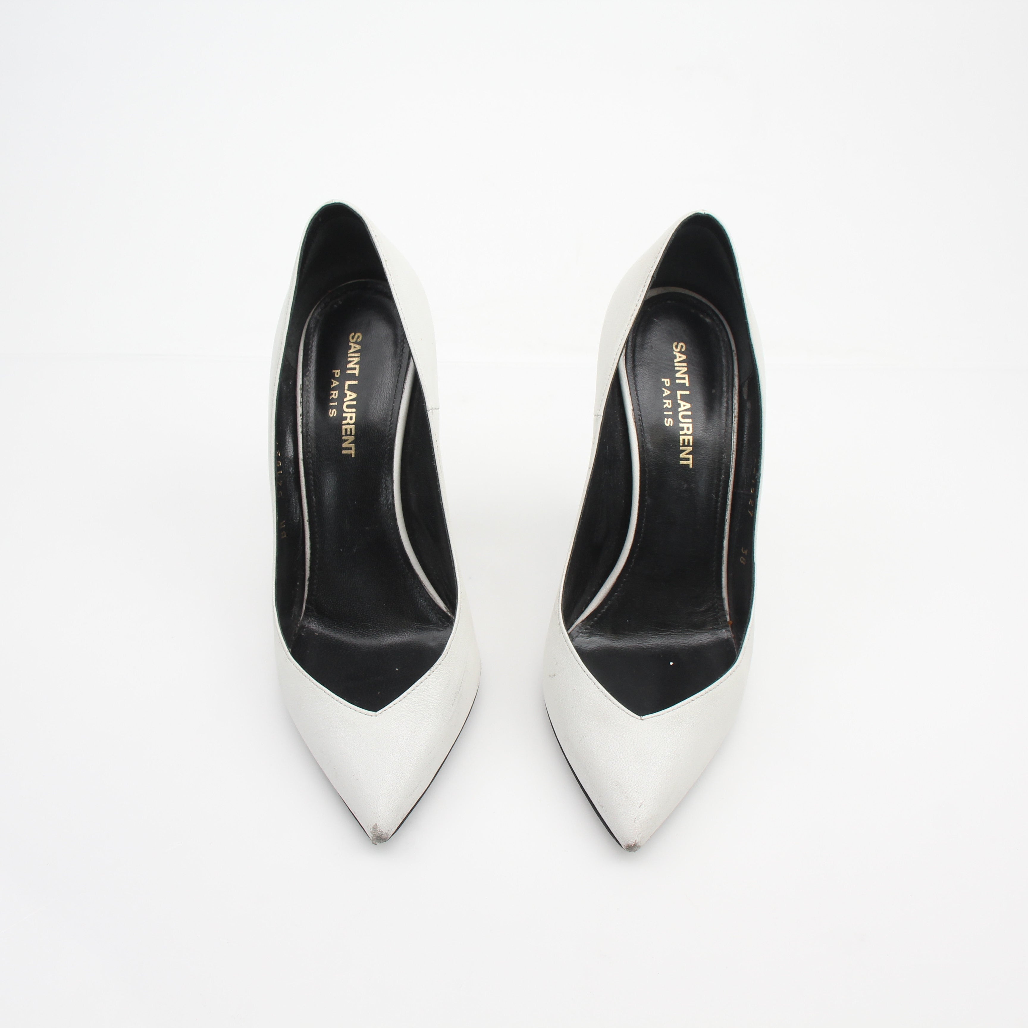 Saint Laurent Zoe Pointed Toe Leather Heels
