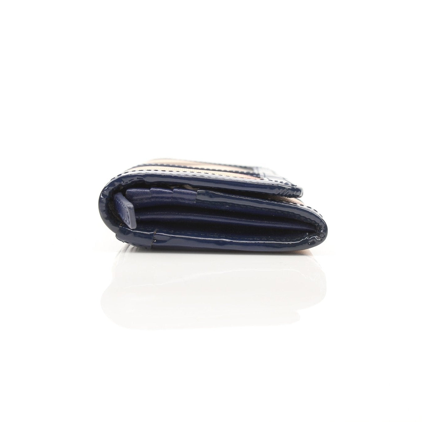 Gold & Beyond Burberry plaid continental wallet with multiple card slots and a sleek leather finish.