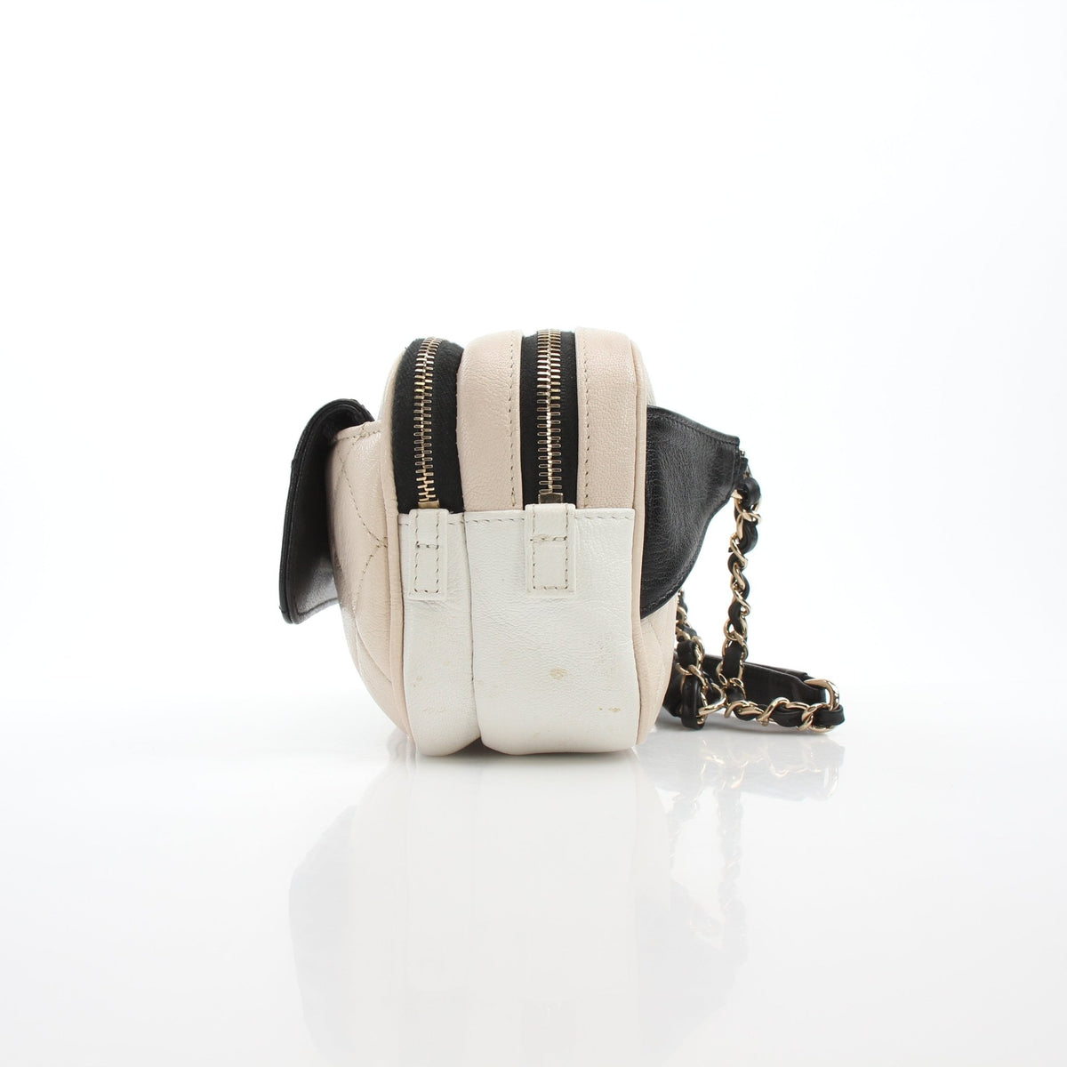 Gold & Beyond Chanel quilted tri-color In & Out belt bag handbag in a compact crossbody design