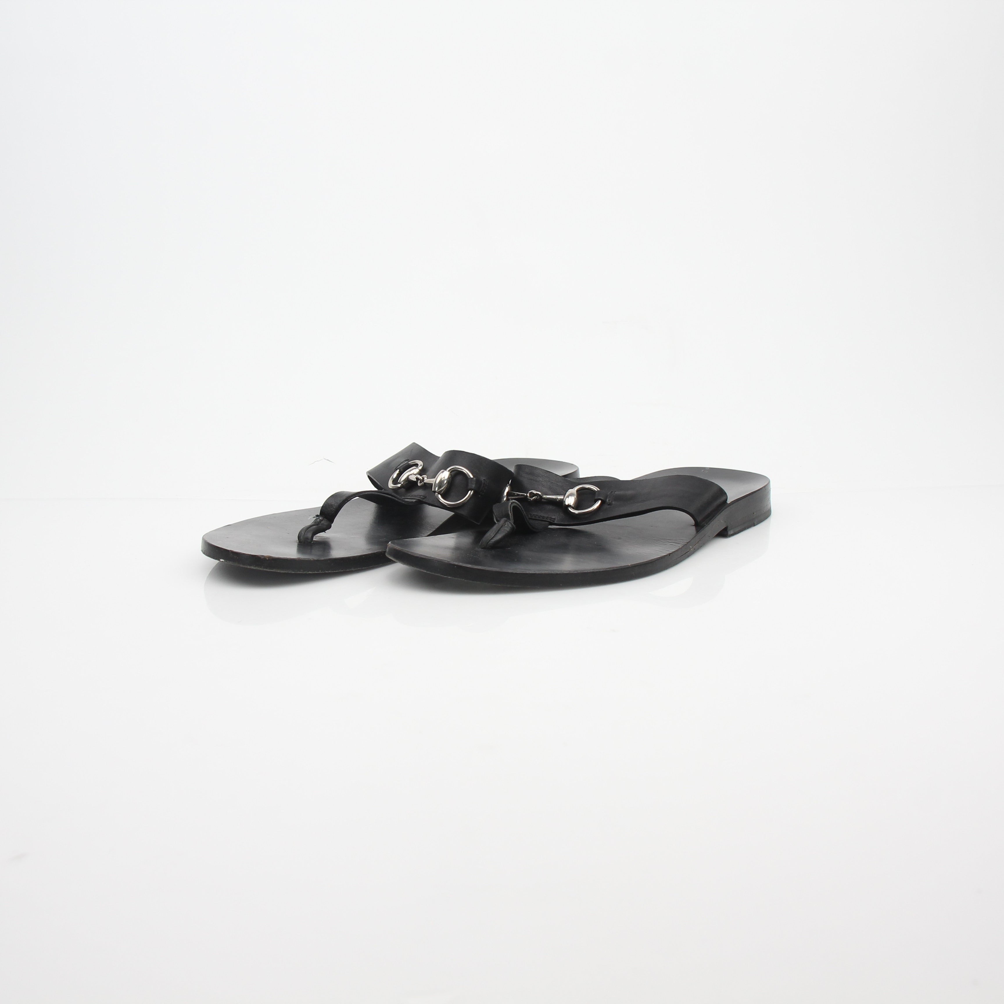 Gucci Horsebit T-Strap Leather Sandals