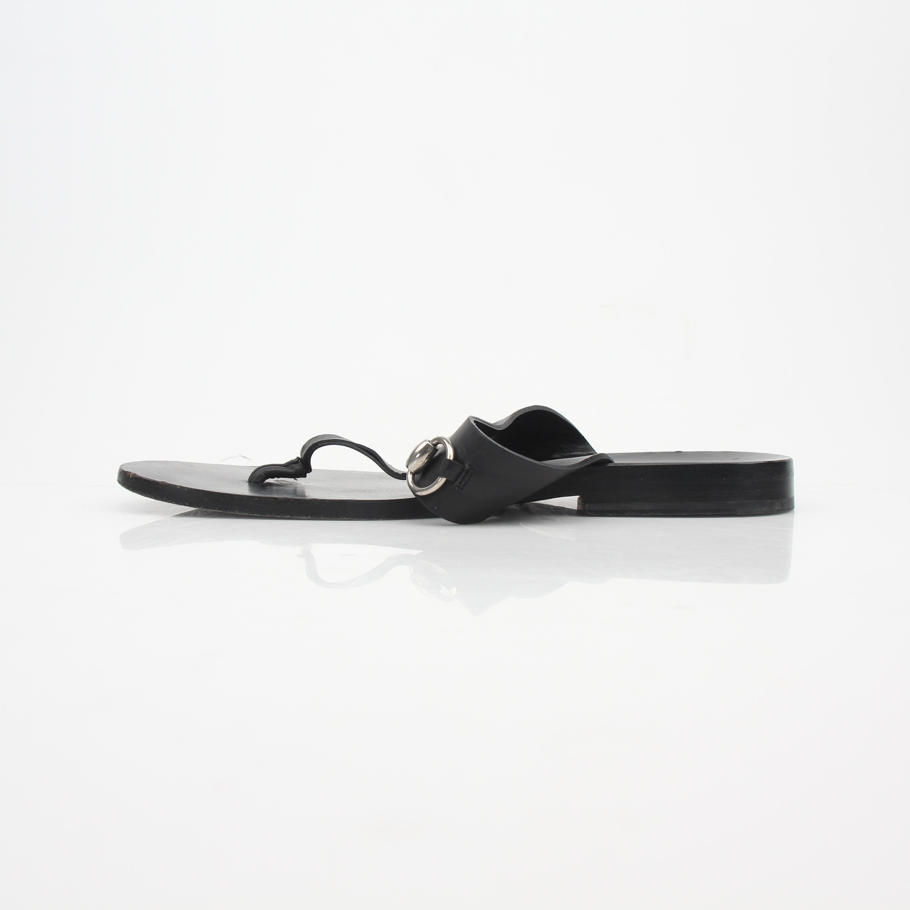 Gucci Horsebit T-Strap Leather Sandals
