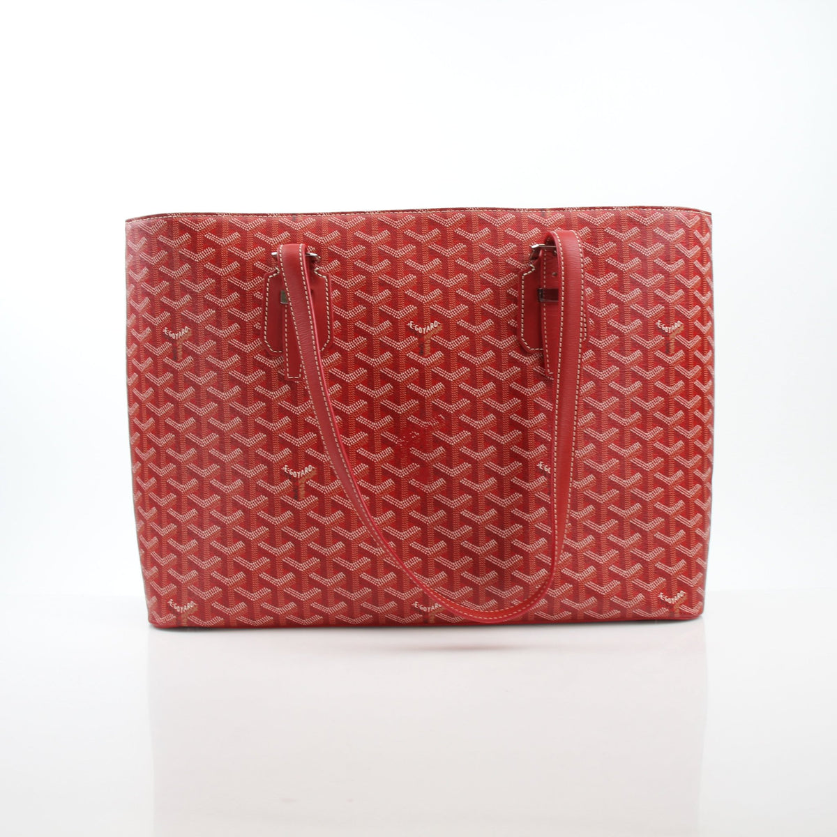 Red Goyard Marquises Zipper Tote handbag made of Goyardine coated canvas with gold hardware by Gold & Beyond.
