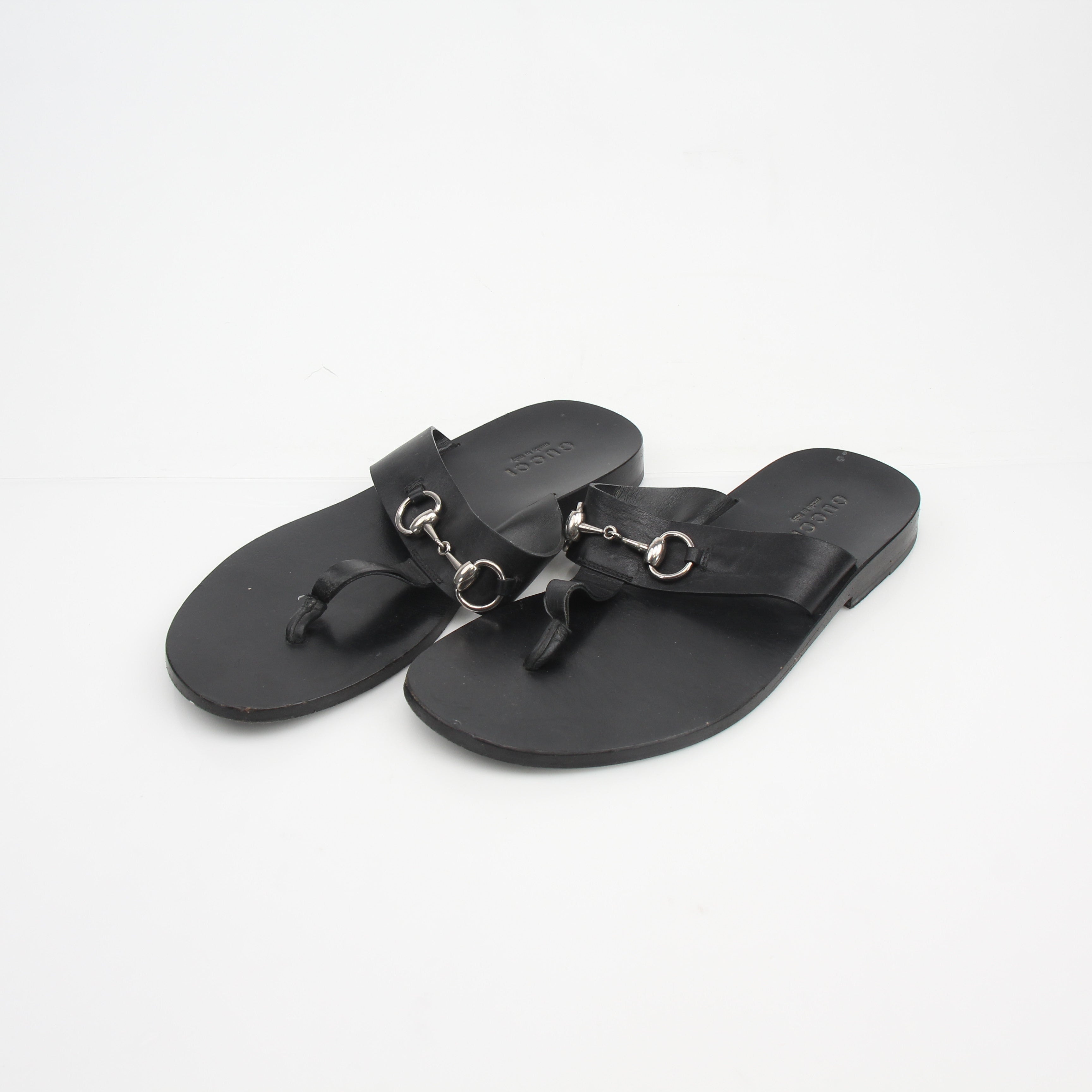 Gucci Horsebit T-Strap Leather Sandals