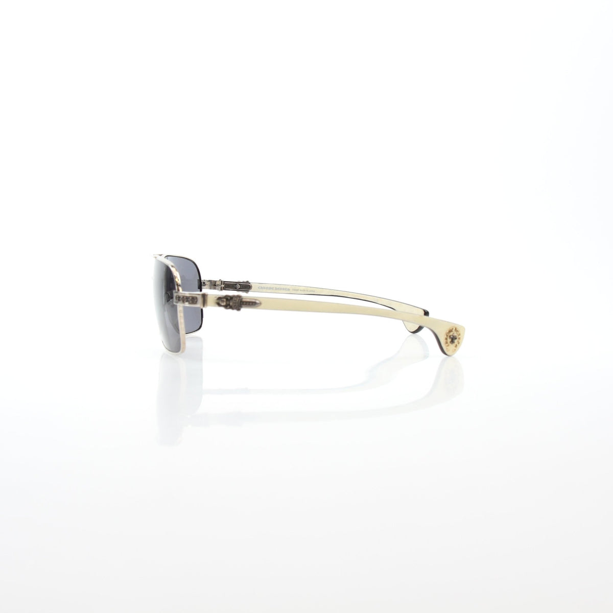 Chrome Hearts Throb aviator sunglasses with gold-tone metal frames and dark tinted lenses, stylish accessories for sun protection.