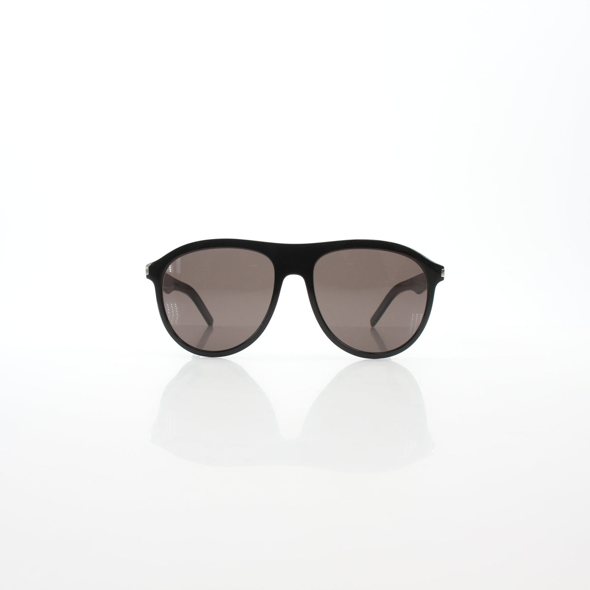 Black Saint Laurent SL 432 Slim Pilot sunglasses with gold accents, stylish accessory for a modern, sophisticated look.