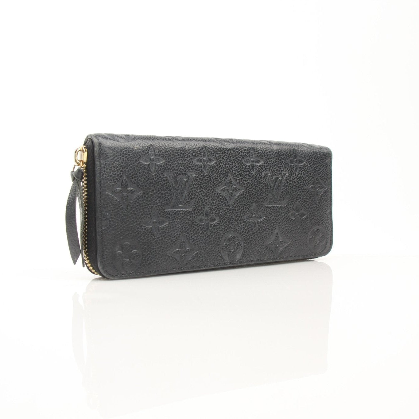 Louis Vuitton Clemence Empreinte wallet by Gold & Beyond, showcasing embossed leather with multiple card slots and a sleek design.
