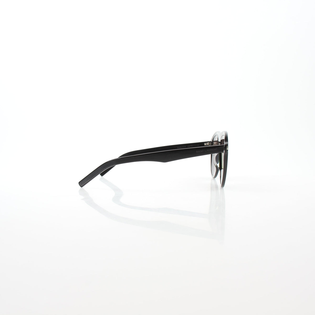 Black Saint Laurent SL 432 Slim Pilot sunglasses with gold accents, featuring sleek frame and tinted lenses.