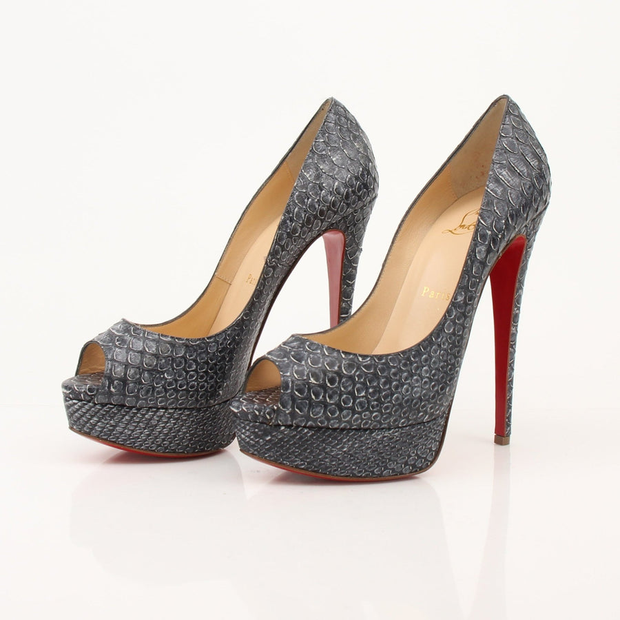 Christian Louboutin Altadama Watersnake Peep-Toe Pumps