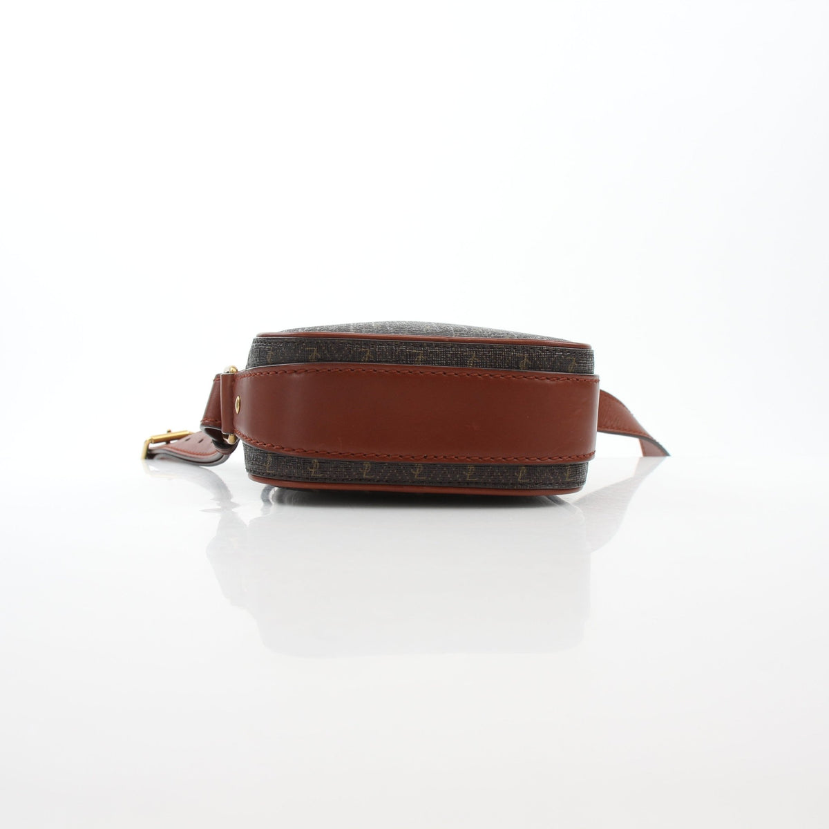 Brown Saint Laurent Le Monogramme crossbody handbag with gold chain strap and signature logo detailing.