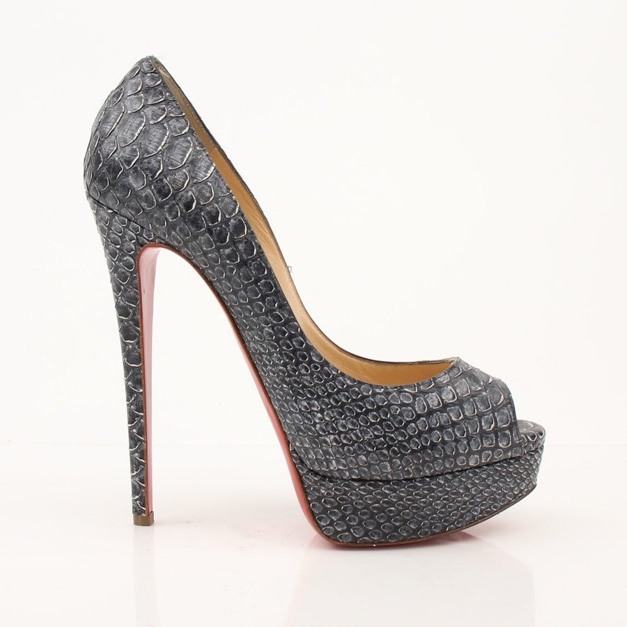 Christian Louboutin Altadama Watersnake Peep-Toe Pumps