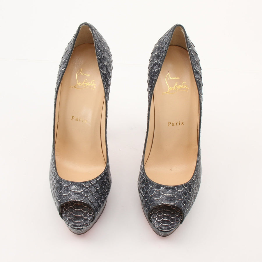 Christian Louboutin Altadama Watersnake Peep-Toe Pumps
