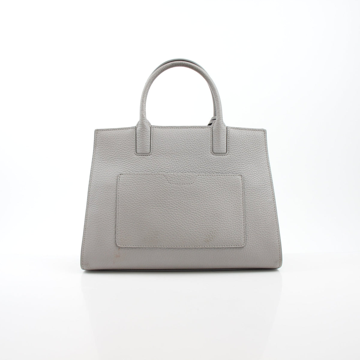 Burberry Mini Frances tote bag in light gray grainy leather, handbag by Gold & Beyond