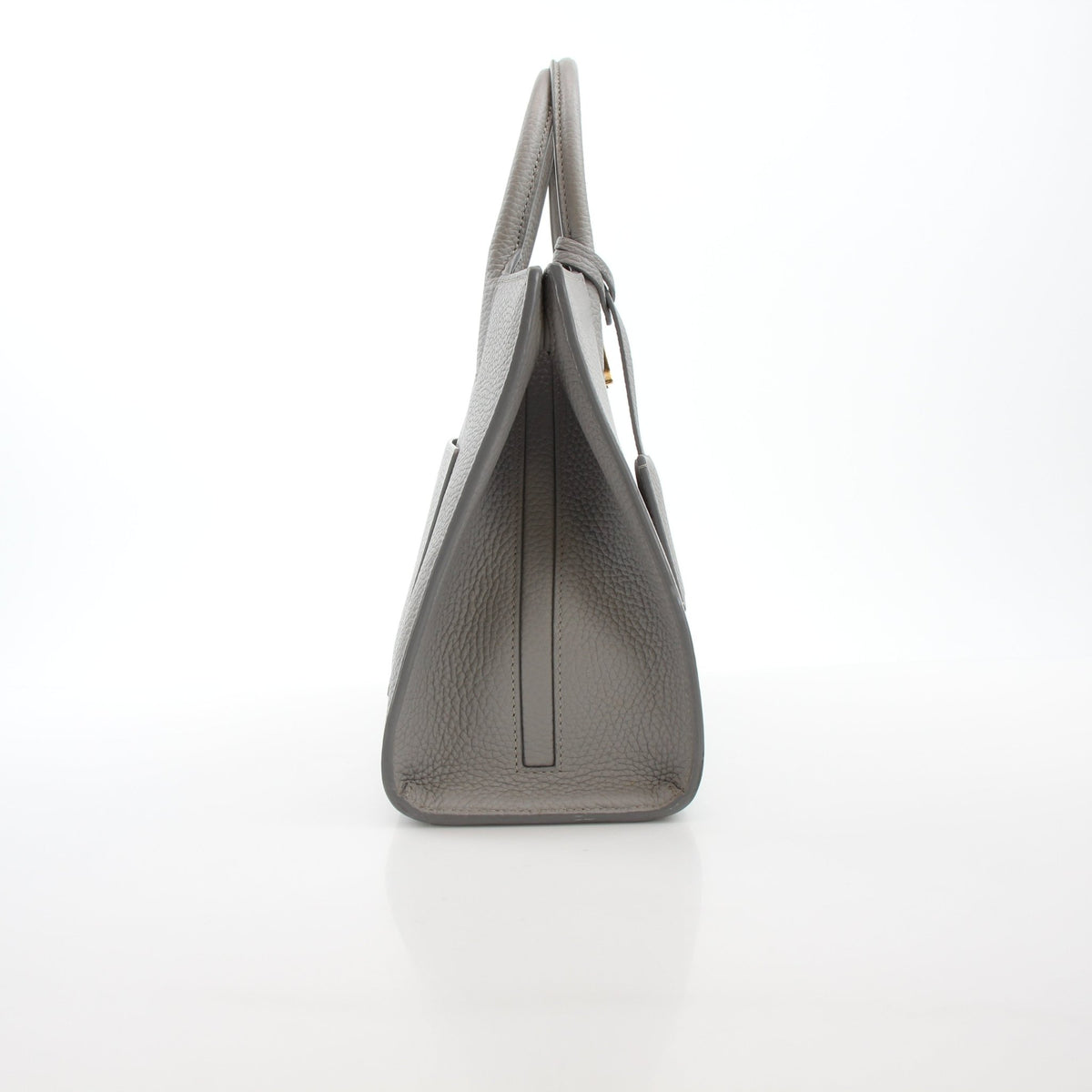 Burberry Mini Frances tote bag in light gray grainy leather, a compact handbag by Gold & Beyond
