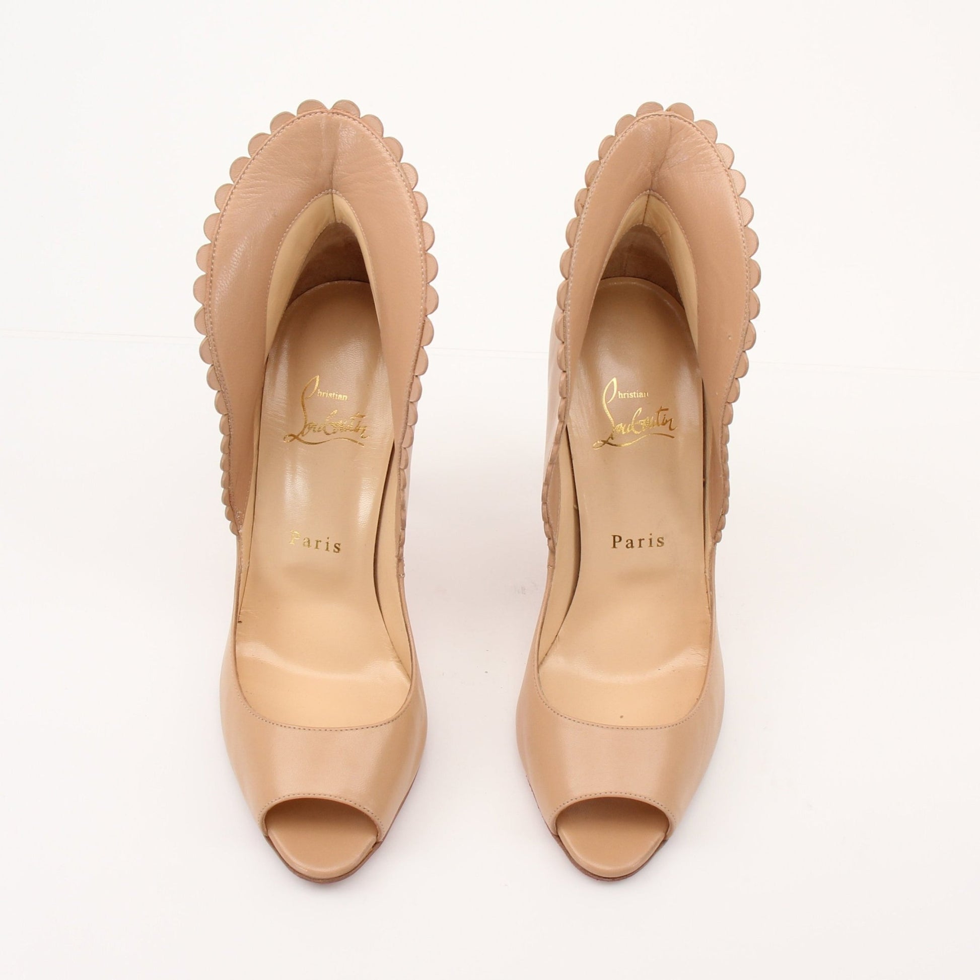 Gold & Beyond Christian Louboutin Pijonina 120 heels with pointed toe and stiletto heel, in black leather with red sole.