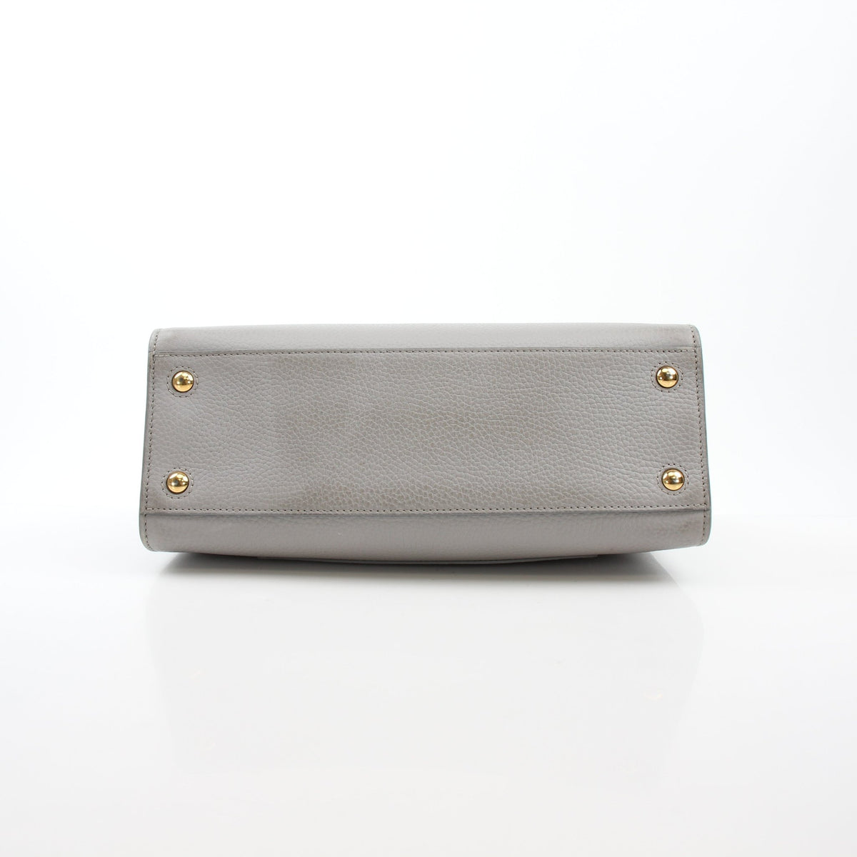Burberry Mini Frances tote bag in light gray grainy leather, handbag view