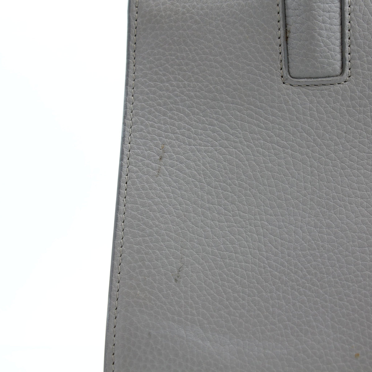 Burberry Mini Frances tote handbag in light gray grainy leather by Gold & Beyond